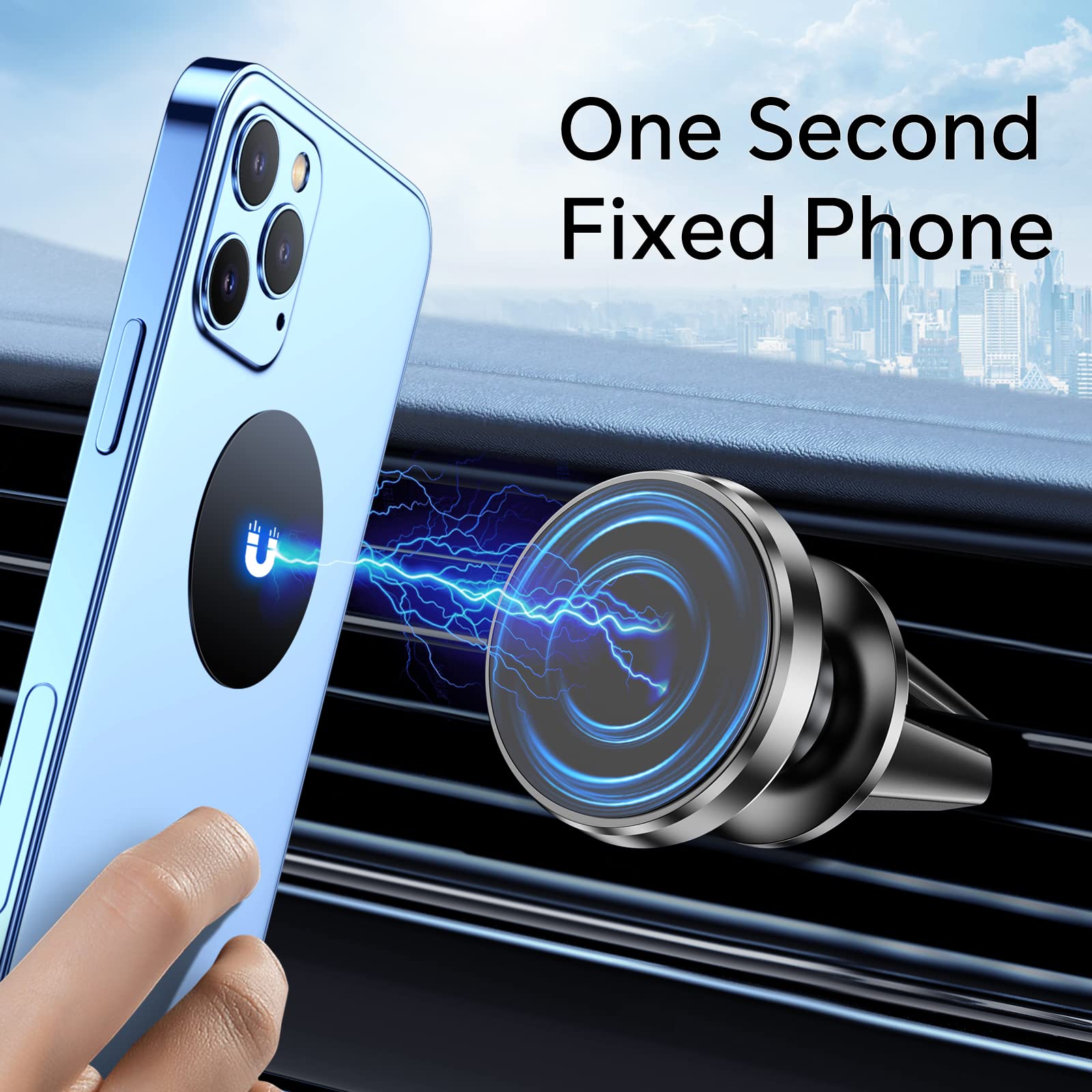 Coolpow 【2-Pack】Car Vent Magnetic Phone Mount[ Easily Install ] Reusable Magnetic Phone Holder For Car Vent Air[ Strong Magnet ] [ 360° Rotation ] Fit For Iphone 13 12 11 Pro Max Samsung & All Cell Phone