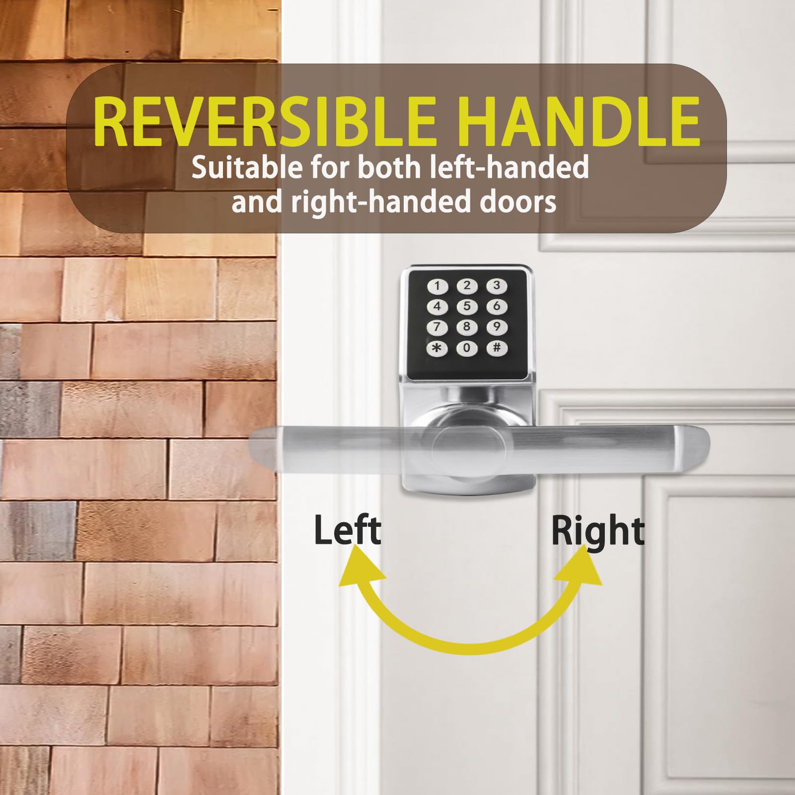 Jesstti Keyless Entry Door Lock,Keypad Door Lock With Handle,Smart Door Locks For Front Door With/Card/Passcode/Key,Digital Door Knob With Keypad,Silver.