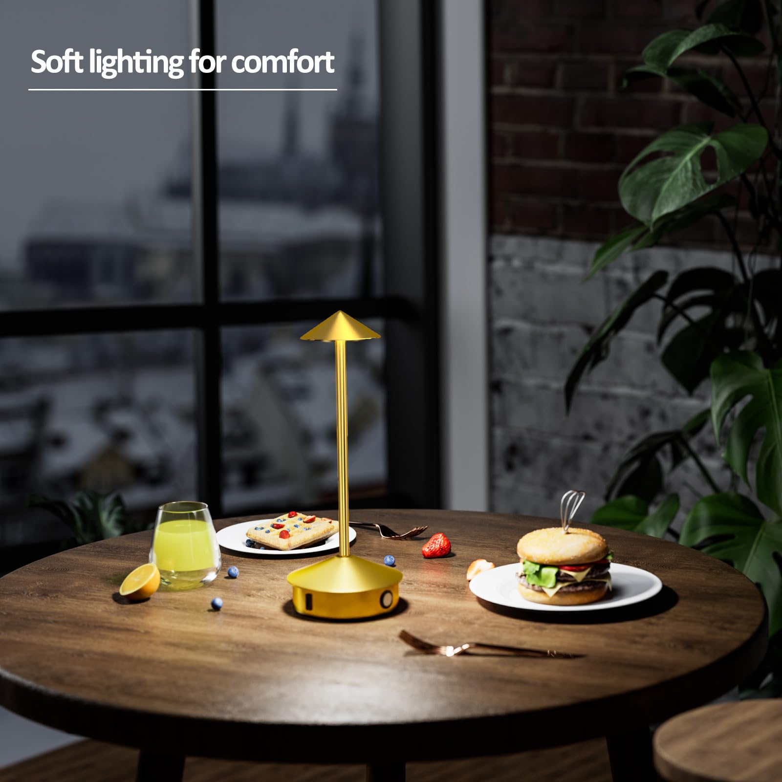 Apspow Table Lamps,Cordless Desk Lamp With Usb Port, 6000Mah Battery Operated Desk Lamp, 3 Level Brightness Led Table Lamp With Modern Design, Table Light For Bedroom, Gold