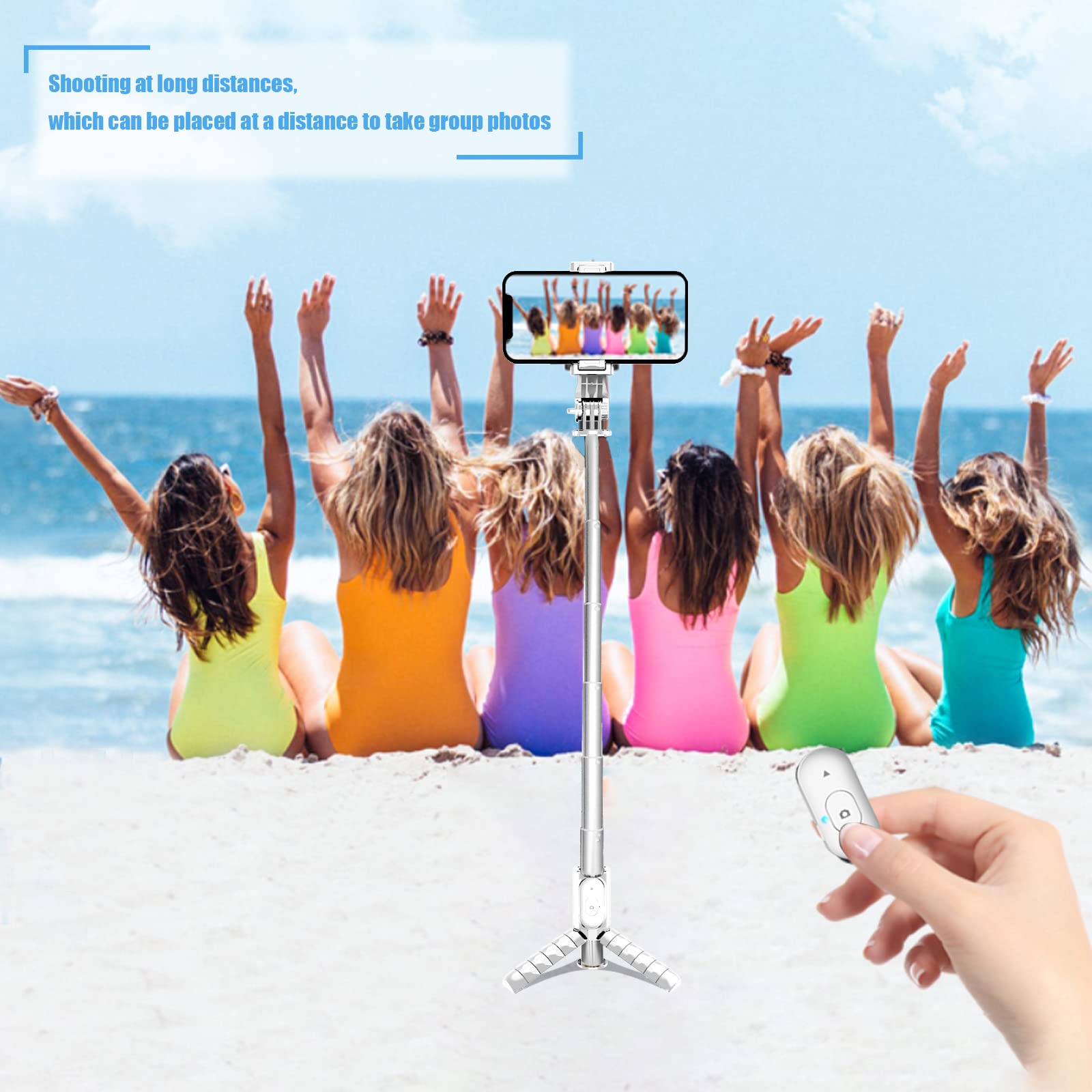 Drpht Dc Portable Travel Selfie Stick, Mini Phone Tripod With Detachable Wireless Remote, Extendable Aluminum Alloy Tripod Compatible With Iphone 13 12 11 Pro Xs Max X 8Plus 7 Samsung