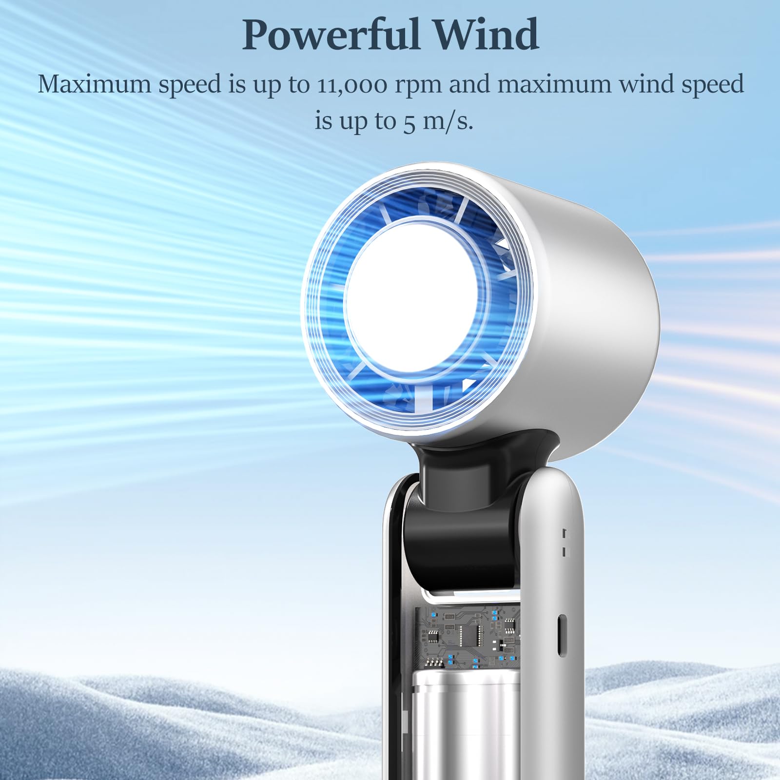 Saytay Portable Handheld Fan, 100 Speed Adjustable Turbo Mini Fan With Lower The Temperature Mode