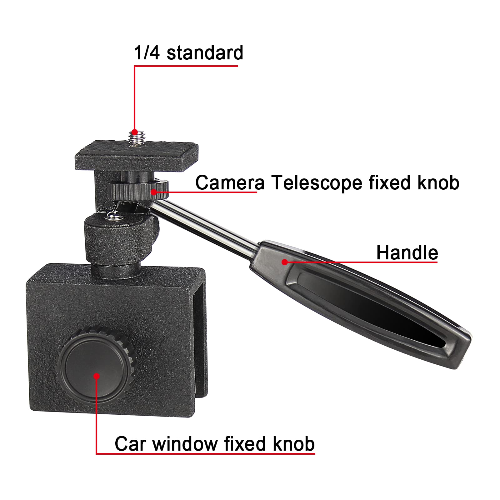 Celticbird Adjustable Vehicle Car Window Mount With 1/4"-20 Mounting Thread For Camera Monocular Binocular Spotting Scope