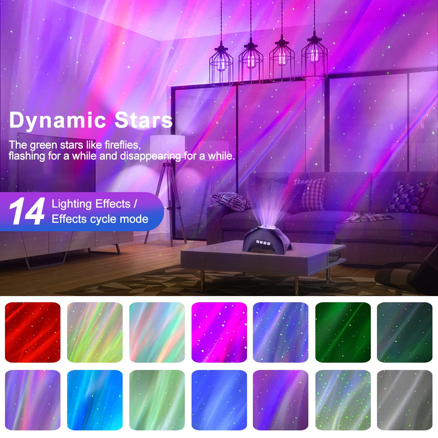 Cimelr Star Projector,Galaxy Light Projector Music Bluetooth Speaker And White Noise, Aurora Projector With Remote Control,Night Lights For Home Decor Bedroom/Ceiling