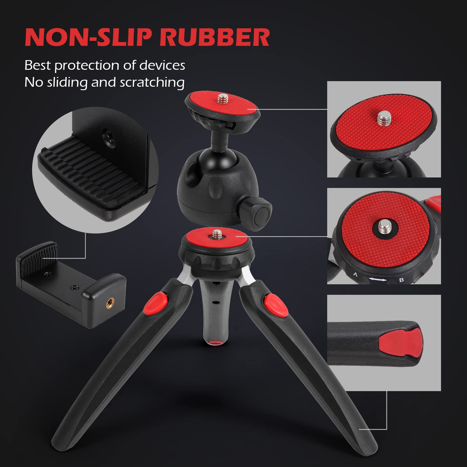 Undade Mini Tripod For Camera And Phone -With Remote And 360 Degree Ball Head, Premium Tabletop Small Phone Tripod Mount For Gopro Cell Phones Webcam Projector Compact Dslr