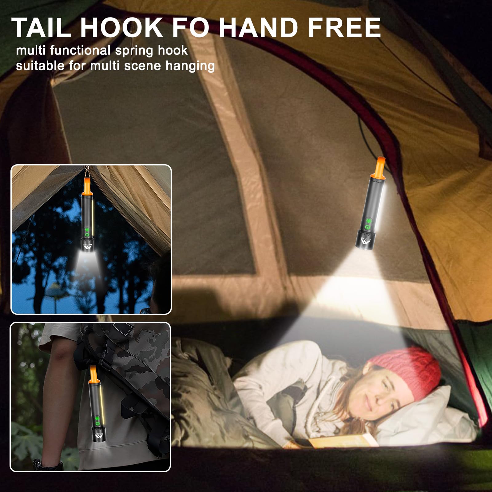 Minsk Flashlights High Lumens, Rechargeable Flashlights With Cob Sidelight, 2000 Lumen Super Bright Led Flashlight, Ipx5 Waterproof Flash Light With Hook, Perfect For Outdoors, Camping, Hiking & Emergency