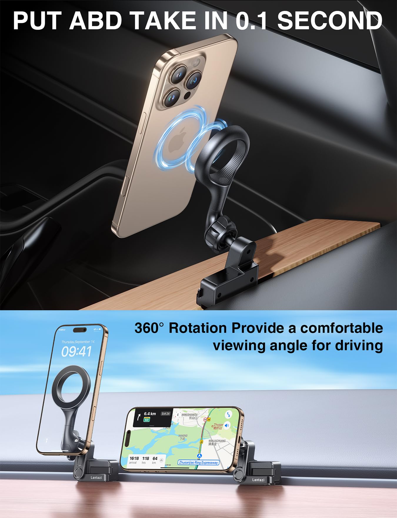 Lantazi For Tesla Phone Mount【Strong Magnets】For Magsafe Car Mount For Tesla Model 3 Y Phone Holder, Tesla Model Y Accessories Fits Iphone 16 15 Pro Max Plus [Only Fit For 2017- Model 3,2020- Model Y]
