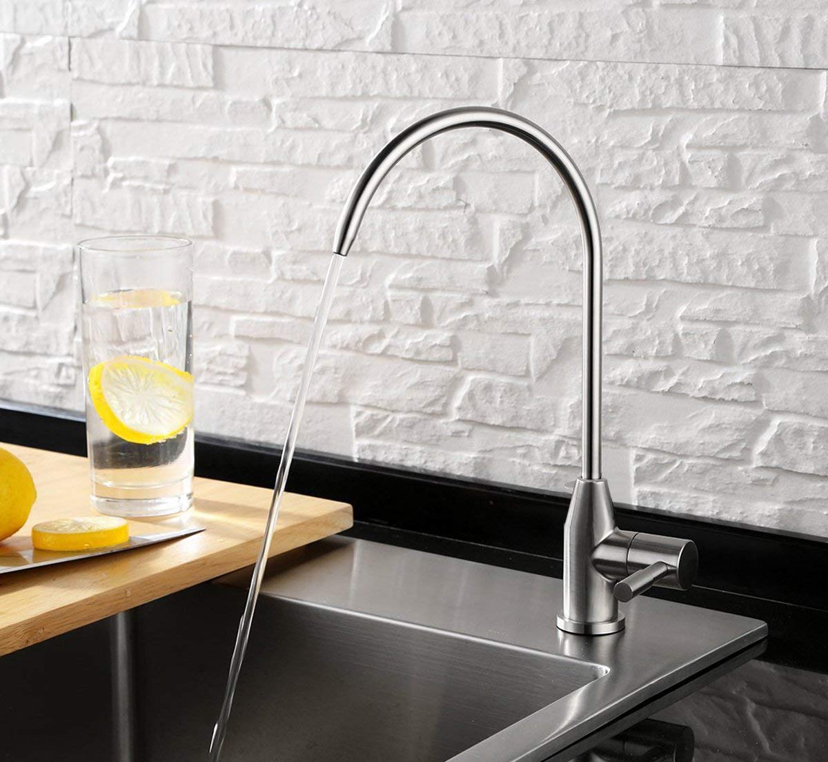 Kinglev Drinking Water Faucet, Kitchen Sink Faucet Beverage Faucet For Drinking Water Purifier Filter Filtration System, 1/4-Inch Tube, Lead-, Brushed Stainless Steel By Kinglev