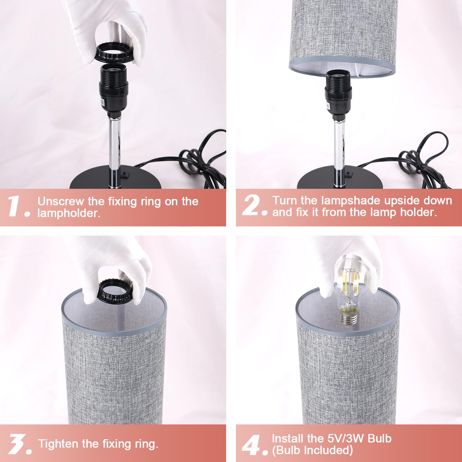 Lifeholder Motion Sensor Usb Lamp With Warm White Bulb, Fabric Shade, Built-In Usb Port & Ac Outlet - Bedside Lamp For Bedroom Or Living Room