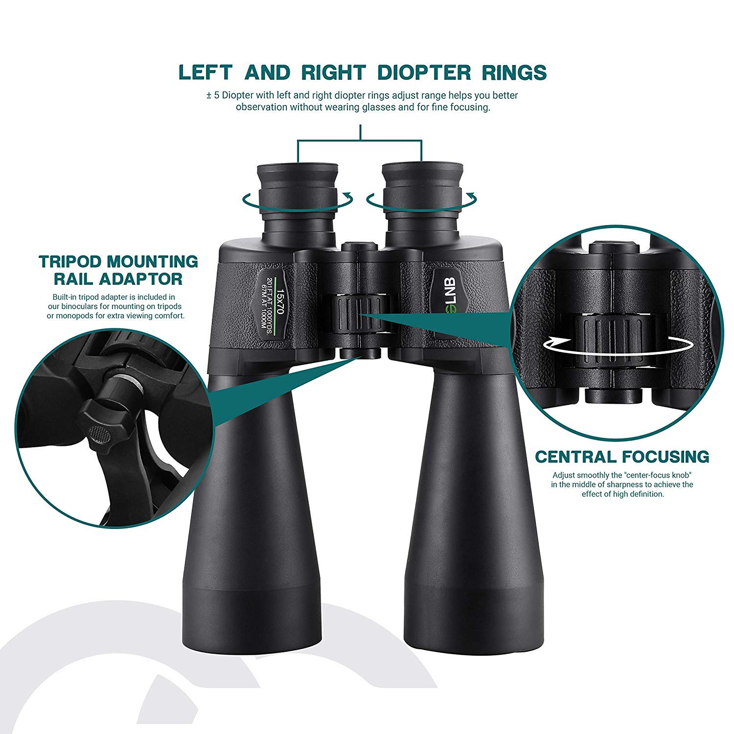 Esslnb Giant Binoculars Astronomy 15X70 With Phone Adapter Tripod Adapter And Carrying Bag Fmc Waterproof Binoculars For Adults Kids