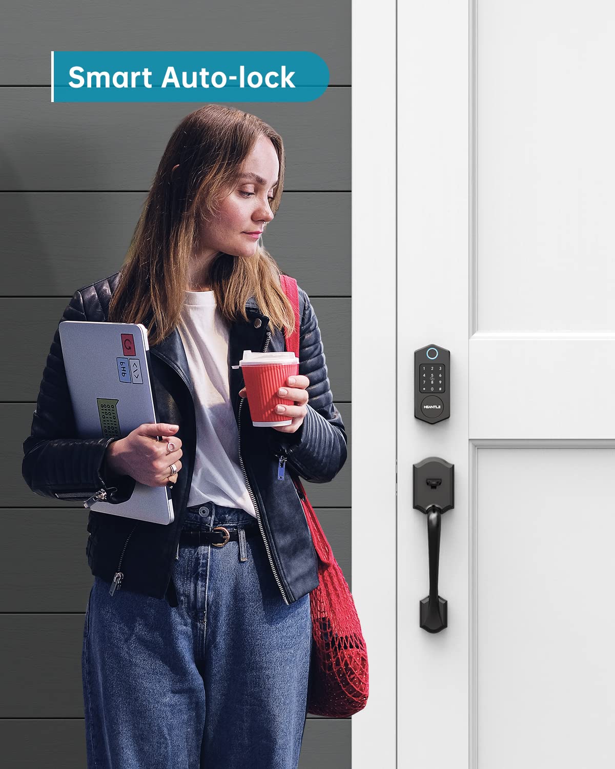 Heantle Smart Deadbolt, Smart Door Locks For Front Door, Smart Locks With Bluetooth App Control For Home, Keypad Deadbolt, Keyless Entry Door Lock, Fingerprint Lock