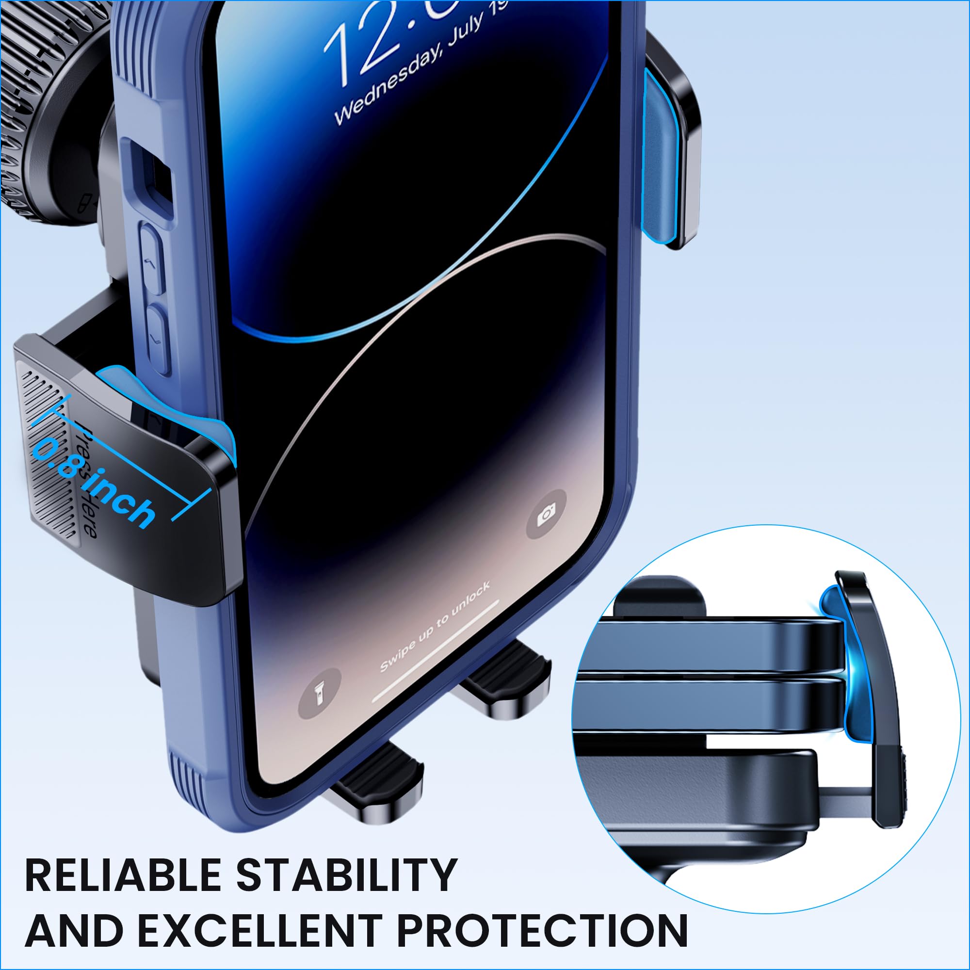Guwez Phone Holder Car [Military Grade Suction Ultra Strong Base] Cell Phone Car Holder 3 In 1 Dashboard Windshield Air Vent Hands- For Iphone Android Phones