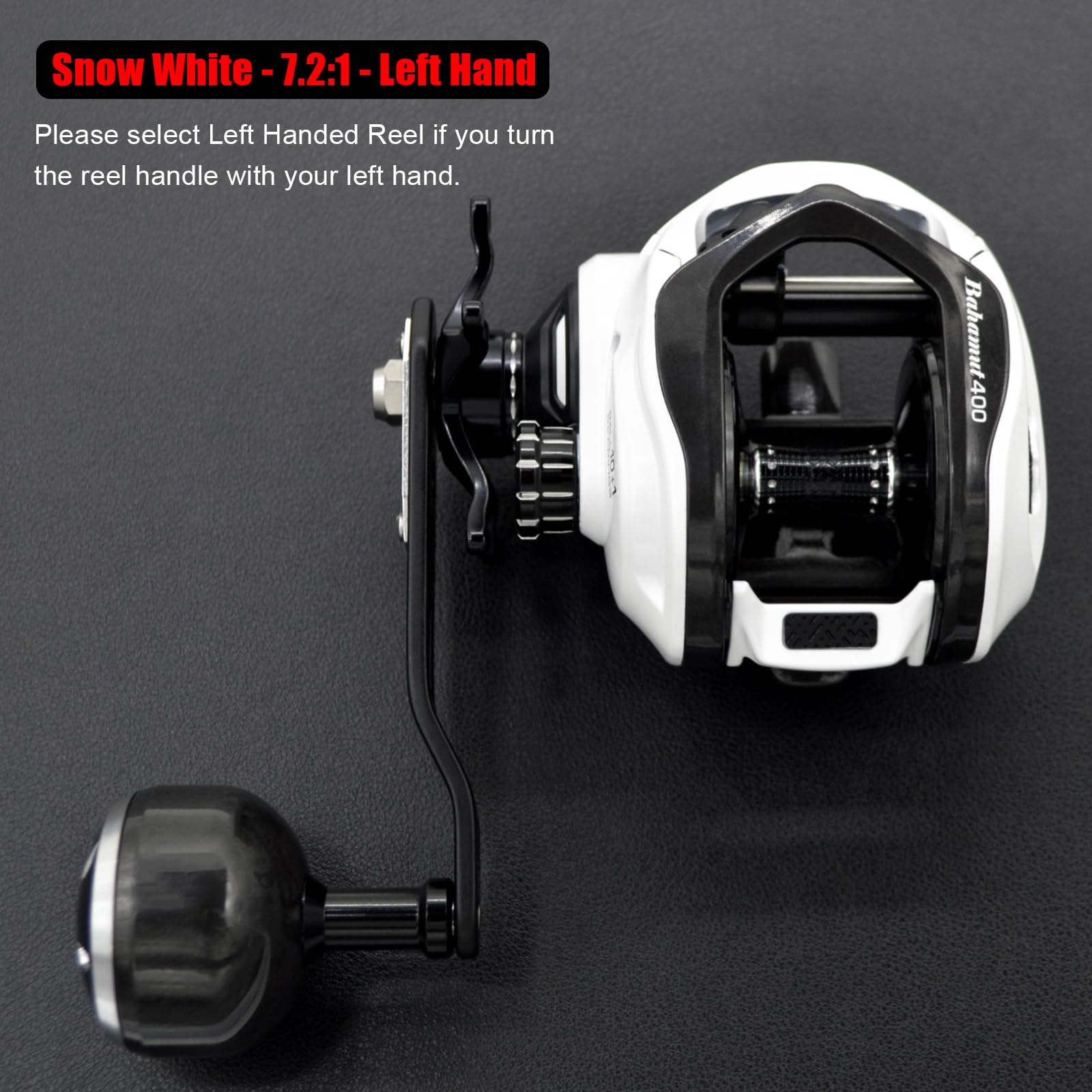 Camekoon Bahamut 400 Baitcaster Reels, Large Capacity For Jigging, 10+1 Stainless Steel Bearings, 35 Lbs Drag, 4.5In Long Power Handle, Carbon Fiber Frame And Side Covers, Baitcasting Fishing Reel