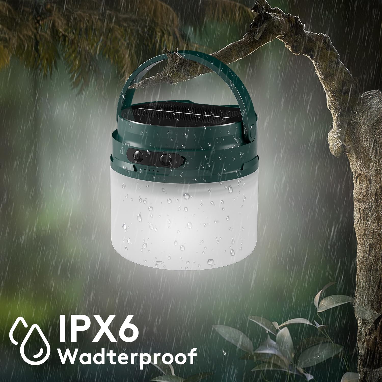 Wetpuorek Outdoor String Lights, 33Ft Rechargeable Waterproof Hanging Lights, Solar Or Usb Rechargeable, For Camping, Garden, Party & Holiday Decoration (Green)