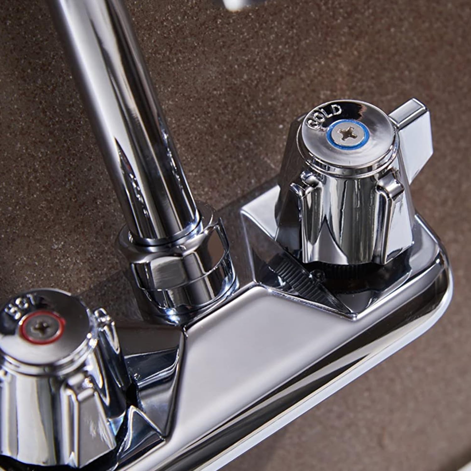Bwe Commercial Kitchen Faucet Wall Mount 2 Handle Kitchen Sink Faucet 4 Inch Center Sink Faucet With Swivel Gooseneck Spout For Utility Laundry Restaurant Mixer Tap Chrome