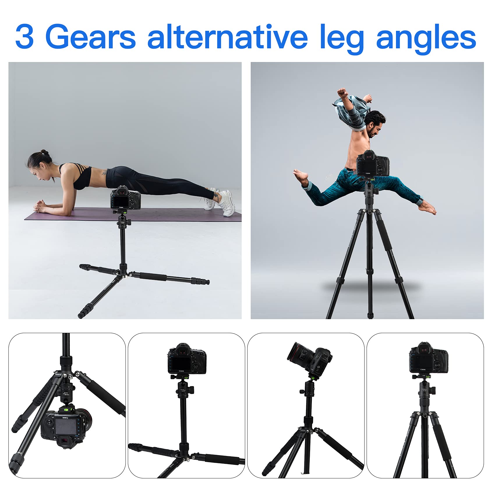 Zsftb Professional Ball Head Tripod For Camera, 58 Inch Aluminum Tripod With 14 Inch Quick Release Plate, Monopod For Travel, Max Load 33Lbs15Kg (E-5I)