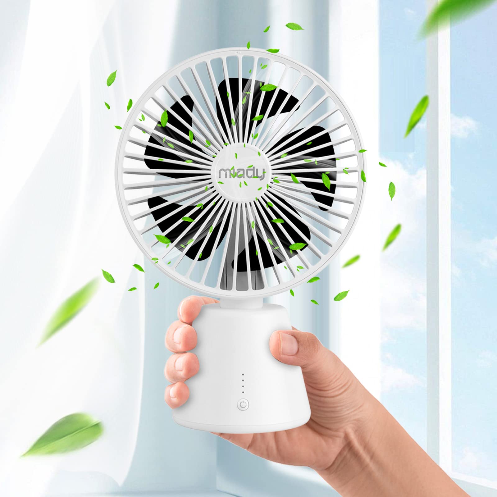 Miady Usb Desk Fan, 5000Mah Portable Desktop Fan 135°Auto-Oscillating 3 Speeds Mini Cooling