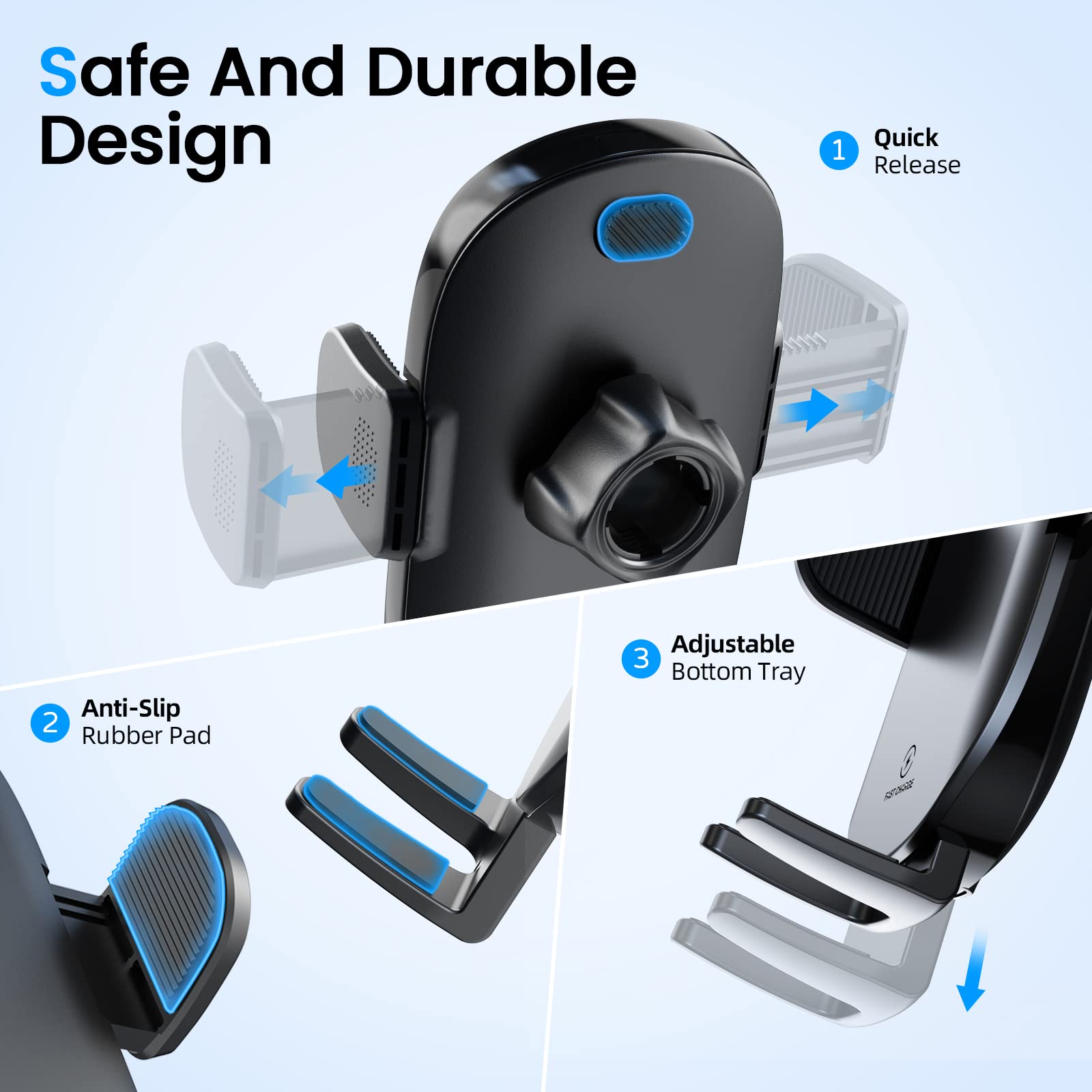 Apps2Car Car Cup Phone Holder Wireless Charger With Qc 3.0 Adapter, 15 Watt Qi Fast Charging, Compatible With Iphone 11/12/13/14/15/16/Pro/Max/Plus And Universal All Models Phone Holder