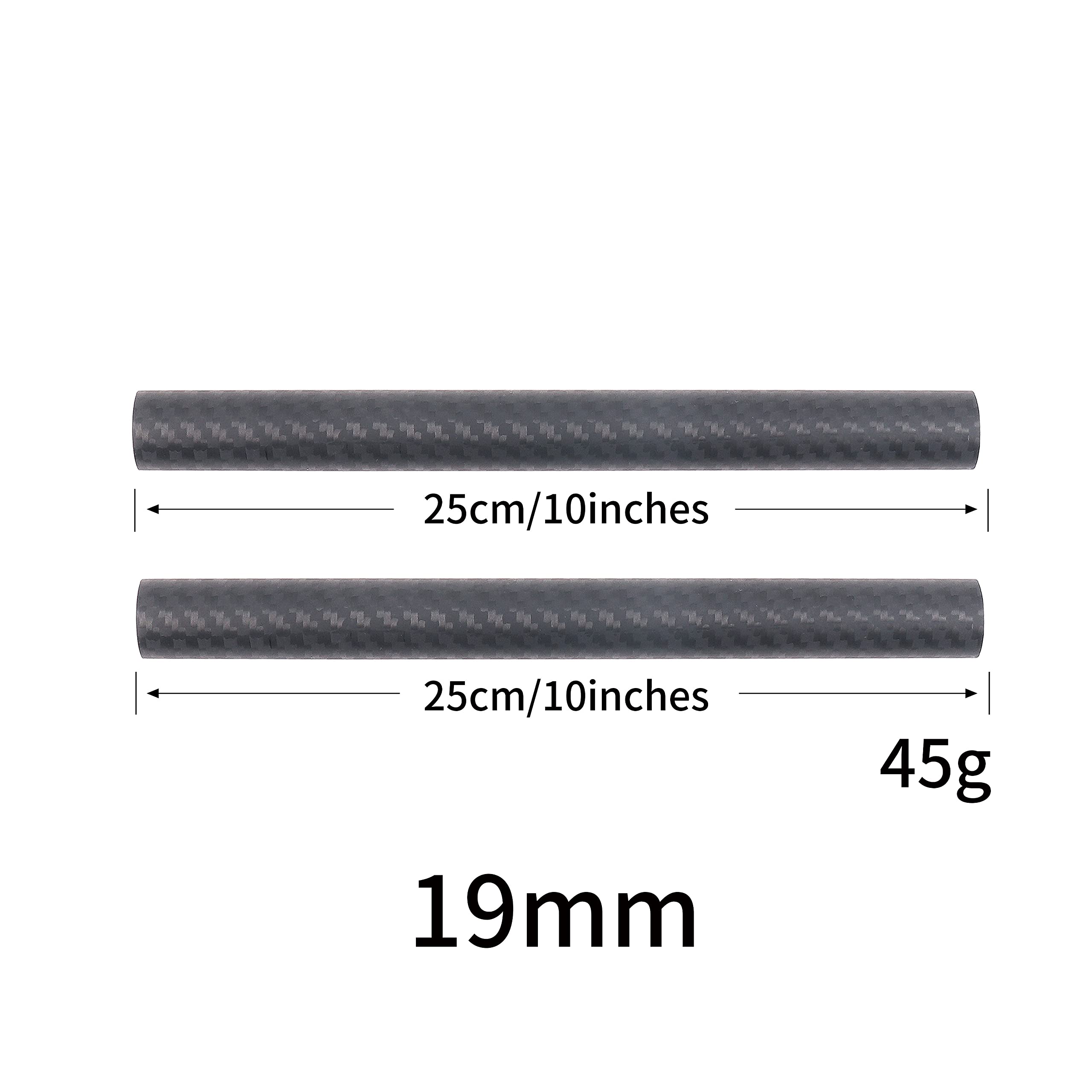 Focusfoto 19Mm Carbon Fiber Rods 25Cm/10Inch Length For 19Mm Rod Rail Support System Dslr Camera Rig (Pack Of 2)