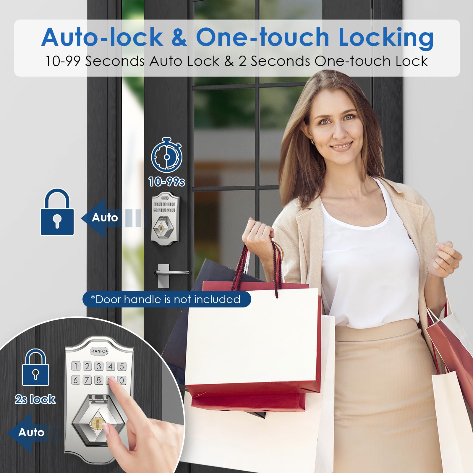 Kanfox Ks3 Keyless Entry Door Lock Deadbolt With Keypad,Smart Locks For Front Door With 2 Keys,Electronic Door Locks Deadbolt,Auto Lock,Easy Installation,Satin Nickel
