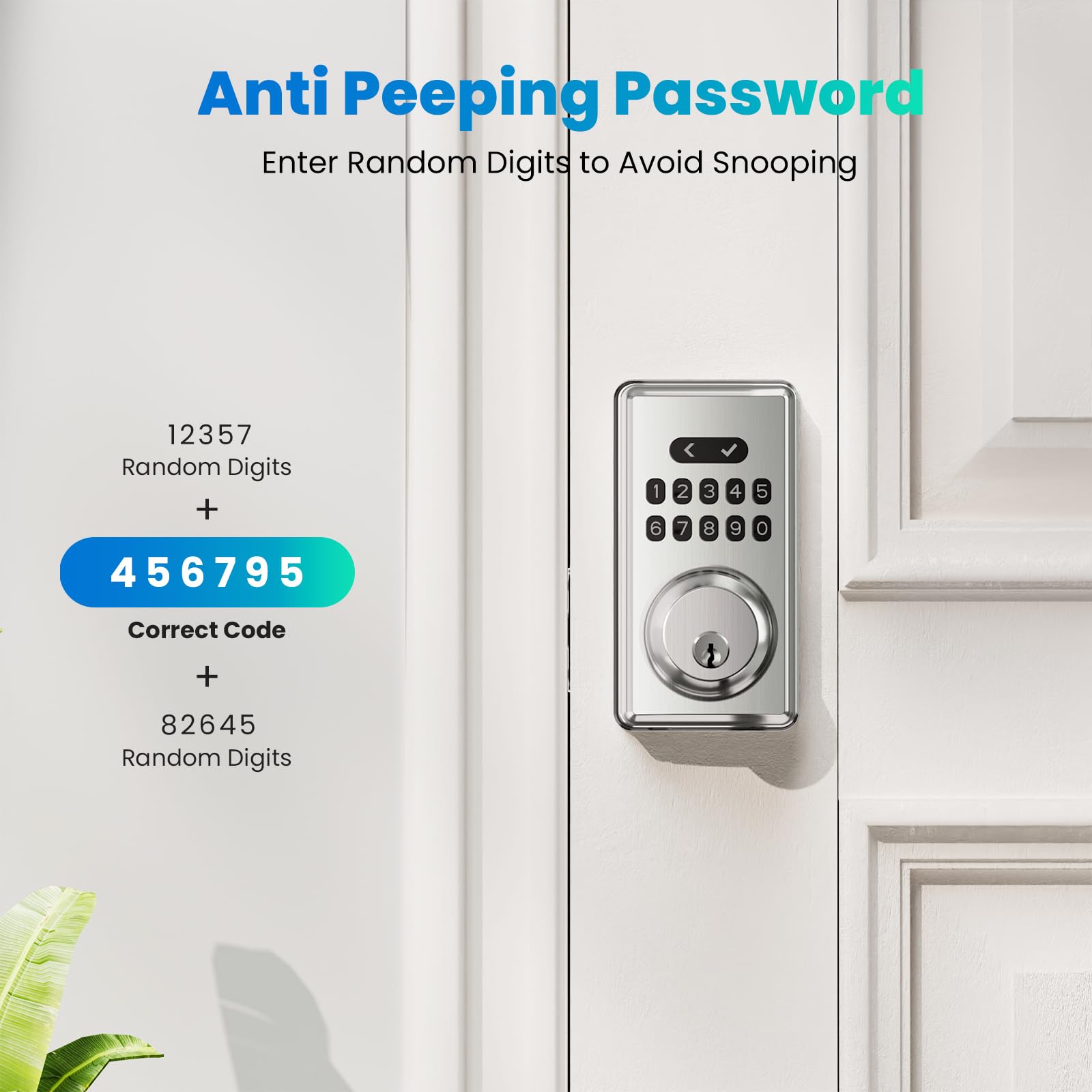 Mousetro Keyless Entry Door Lock, Electronic Keypad Deadbolt For Front Door, Smart Locks With 6 Digital Code, Auto Lock, Anti-Peeking Password, Easy Installation, Silver