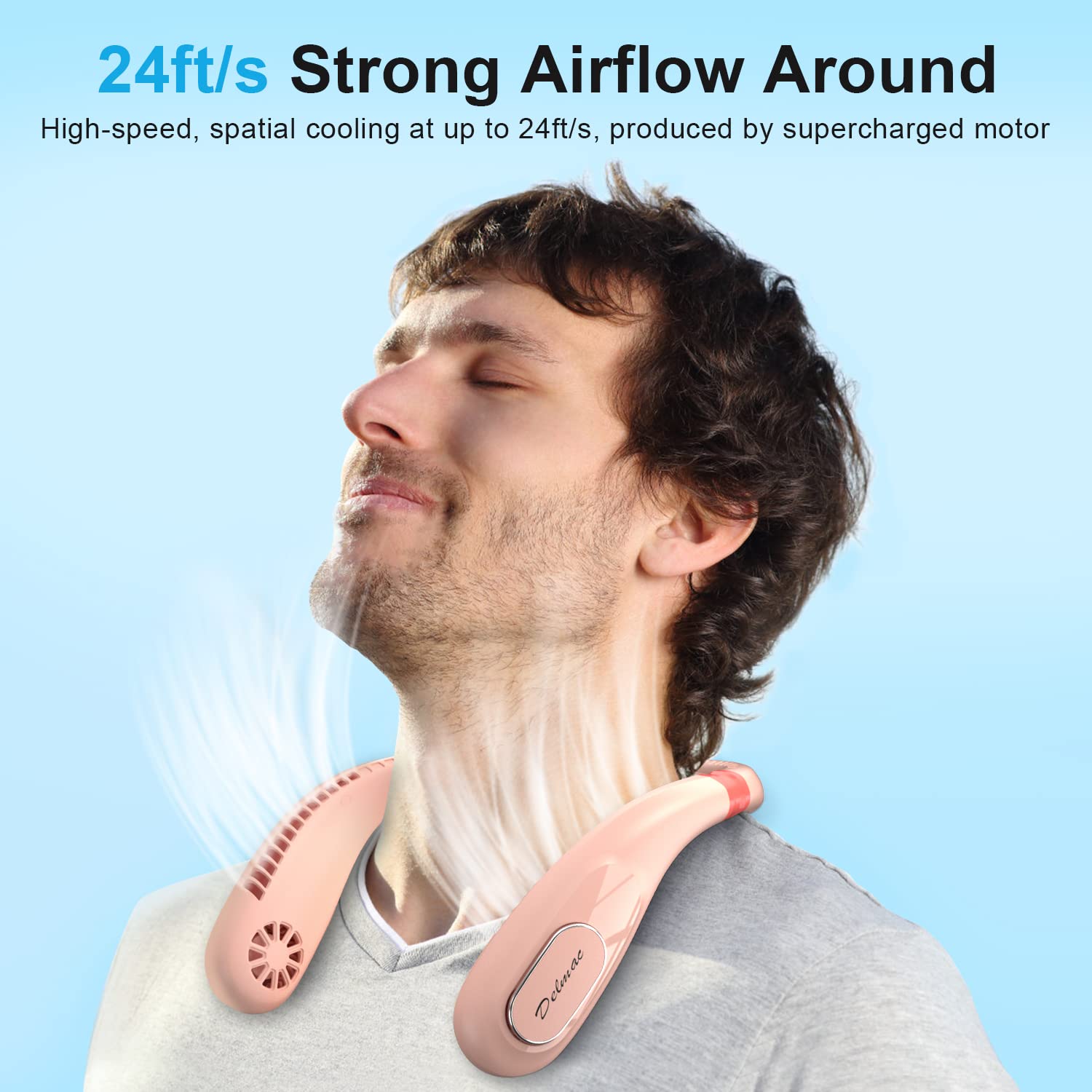 Portable Neck Fan, 6000Mah Rechargeable Personal Fans Lightweight Wearable Fan, Low Noise 3 Speed
