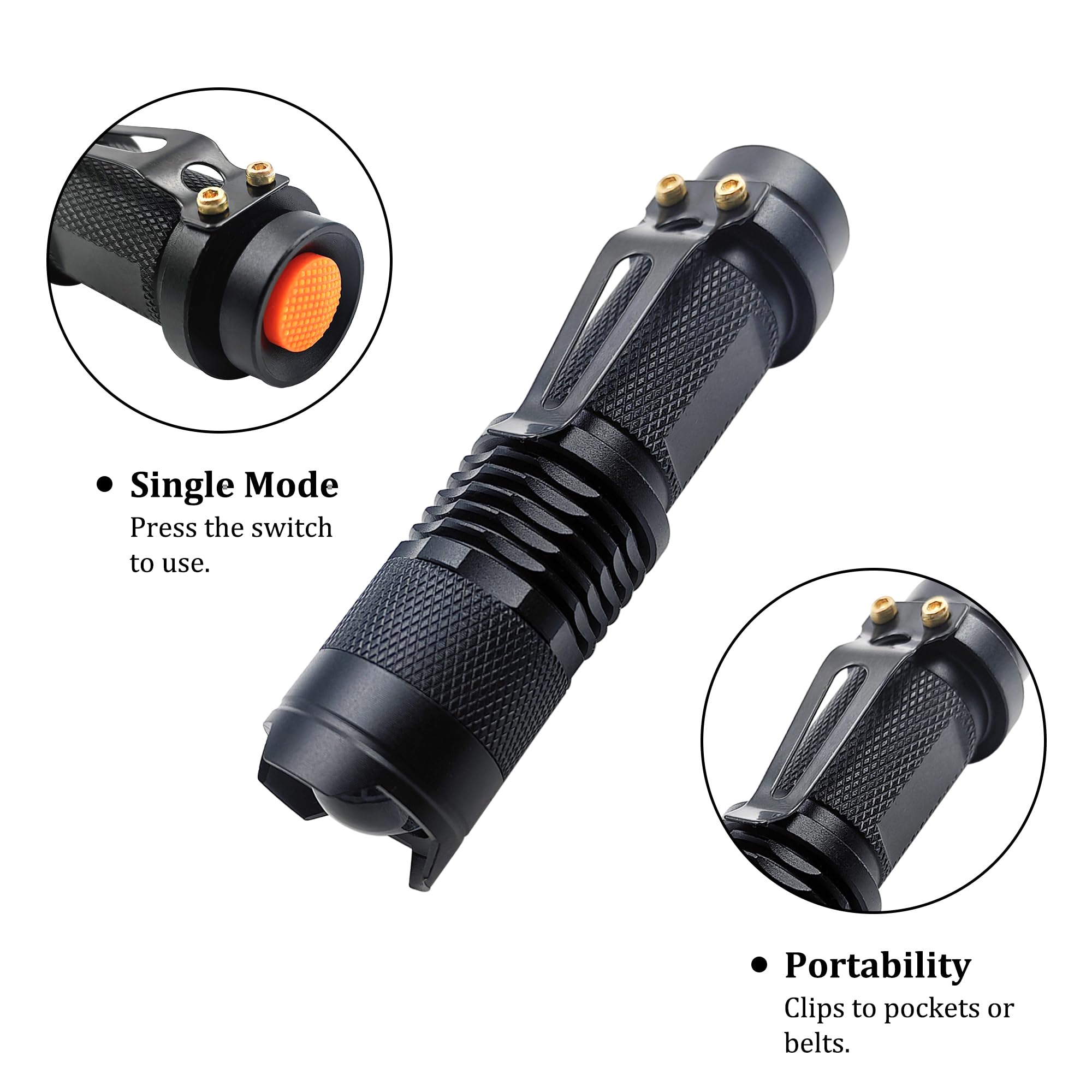 Xinfeibei Single Mode Led Flashlight, Red Green Blue Flashlight - Mini Light Portable Zoomable Flashlight For Fishing Camping Hunting Emergency, 3 Pack