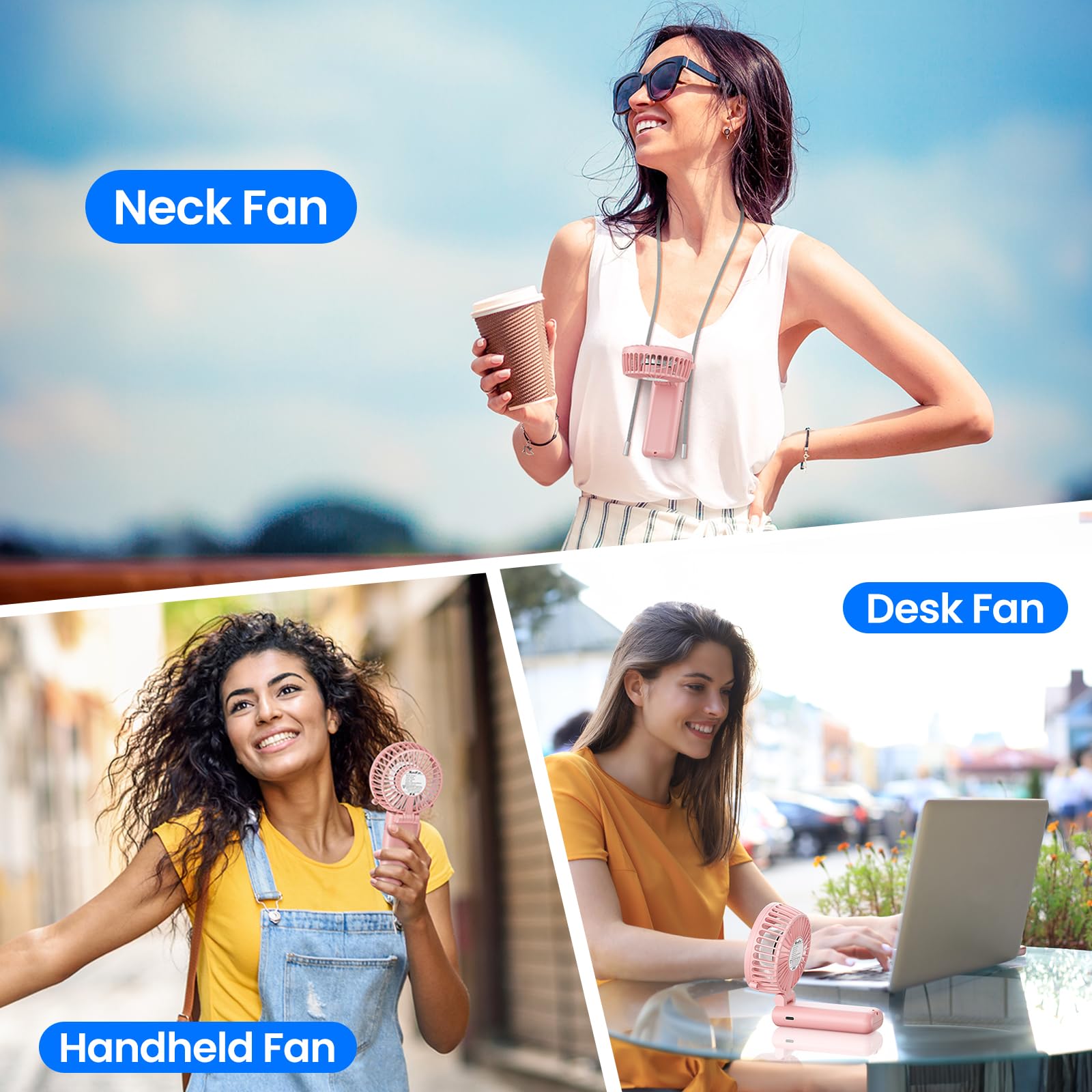 Handfan Handheld Fan, 5 Speeds Strong Airflow Hand Fan [Max 27 Working Hours], 180° Foldable Compact