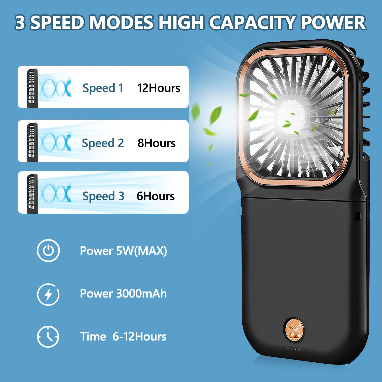 Portable Neck Fan Mini Quiet Handheld Personal Foldable Usb Rechargeable Fan Operated