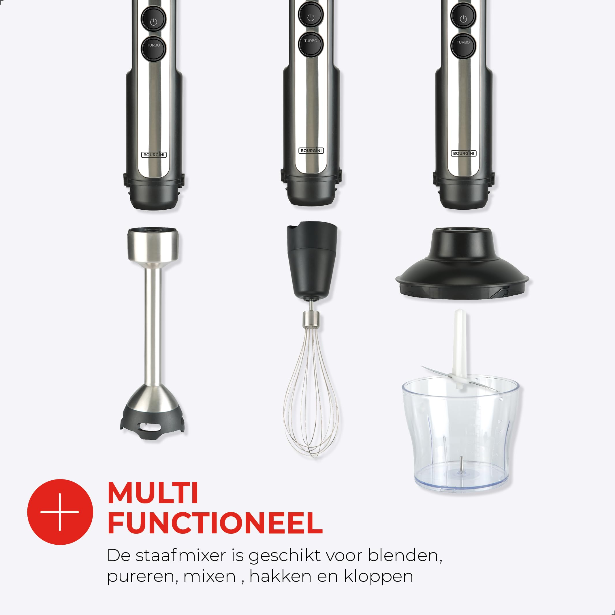 Bourgini Classic Extra Powerful Hand Blender With 20 Speeds And Turbo Mode Chopper 1200 W