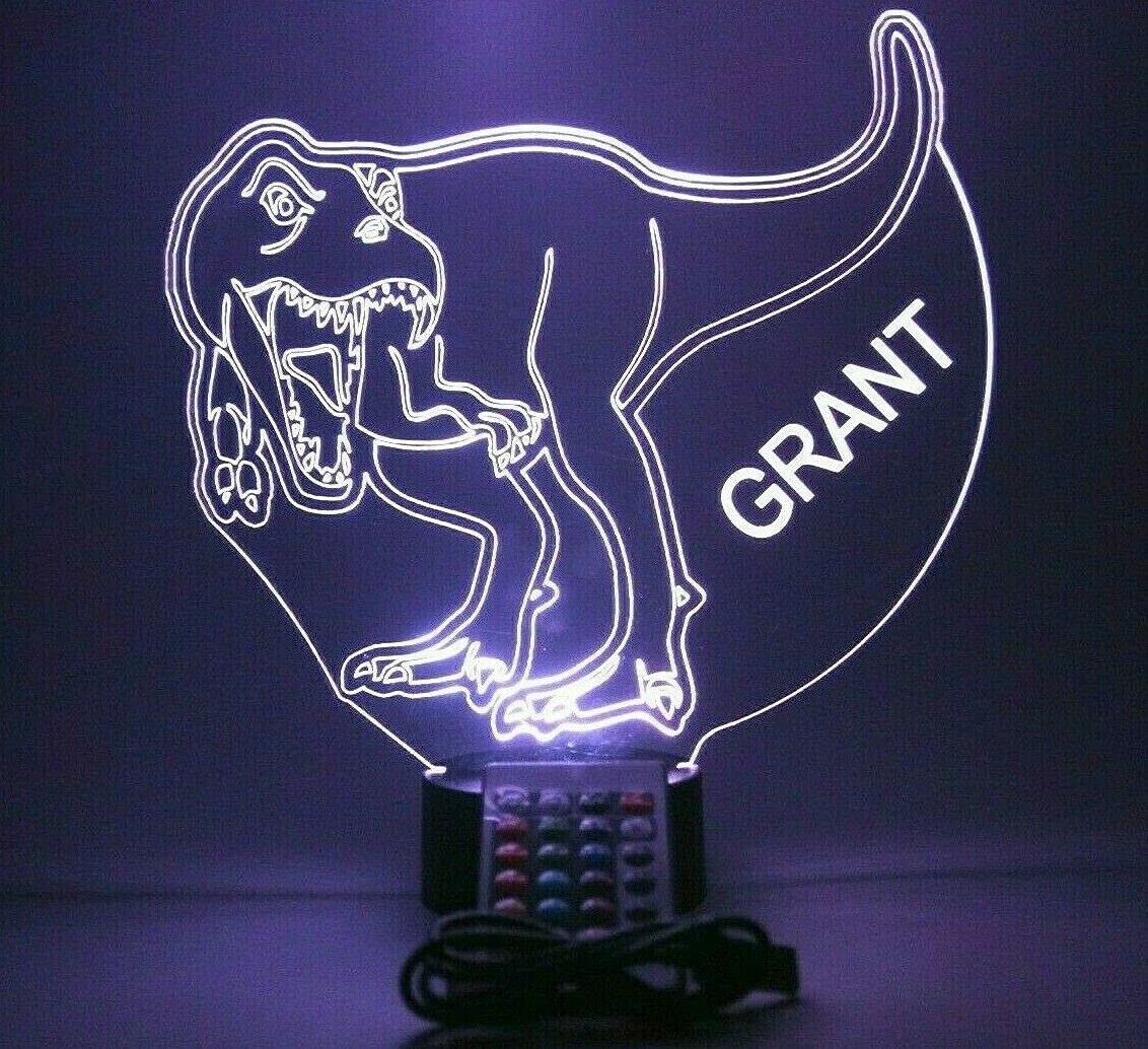 Mirror Mania Dinosaur Light Up Lamp Led Personalized Animal Dinosaur Night Light Engraved Dino Table Lamp - It'S Wow, With Remote, 16 Color Options, Dimmer, Engraved, Great