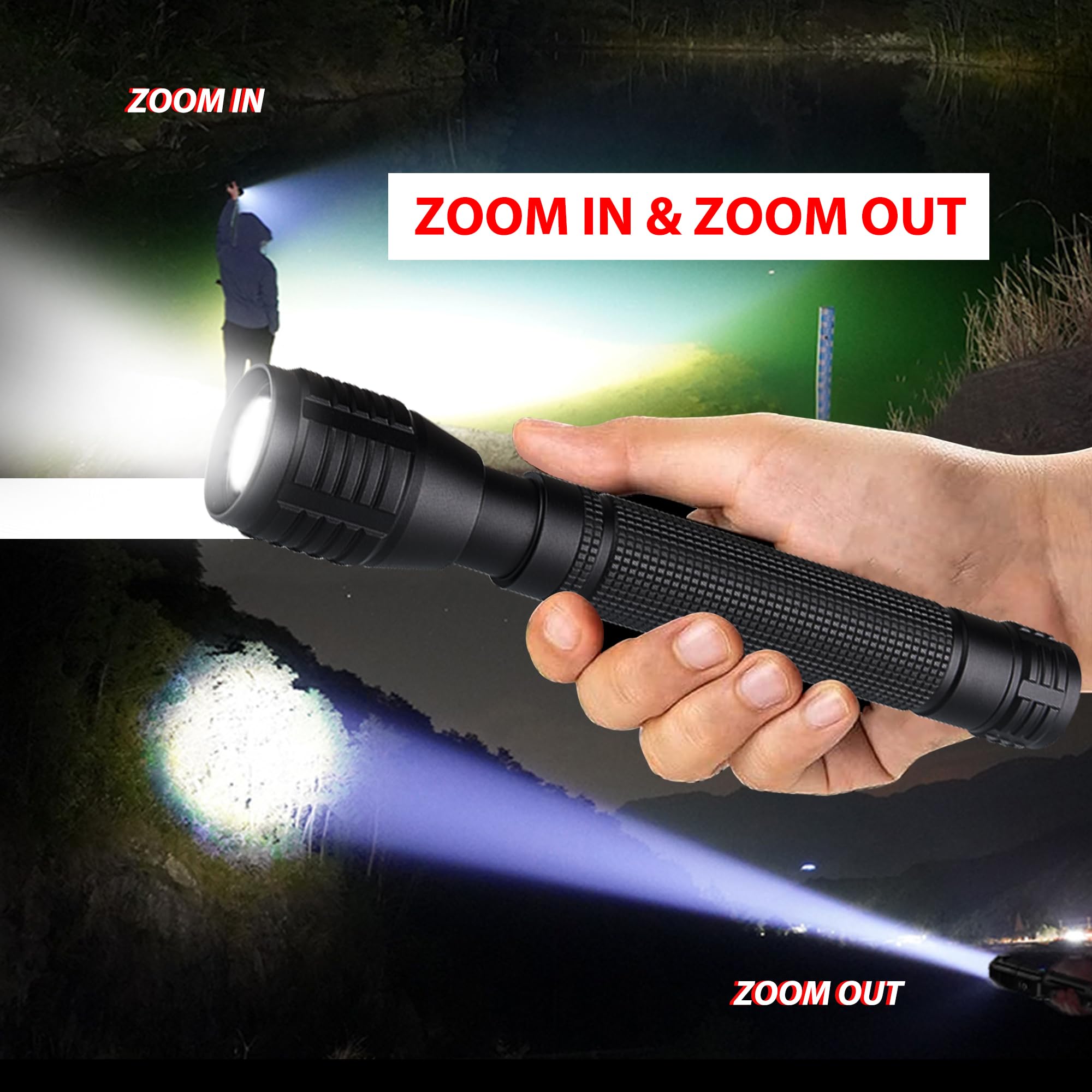 Xysrz Led Flashlight - 3 Modes, High Lumens,Super Bright, Powerful, Zoomable Handheld Torch Light For Camping Outdoor & Emergency Everyday Use (2-Pack)