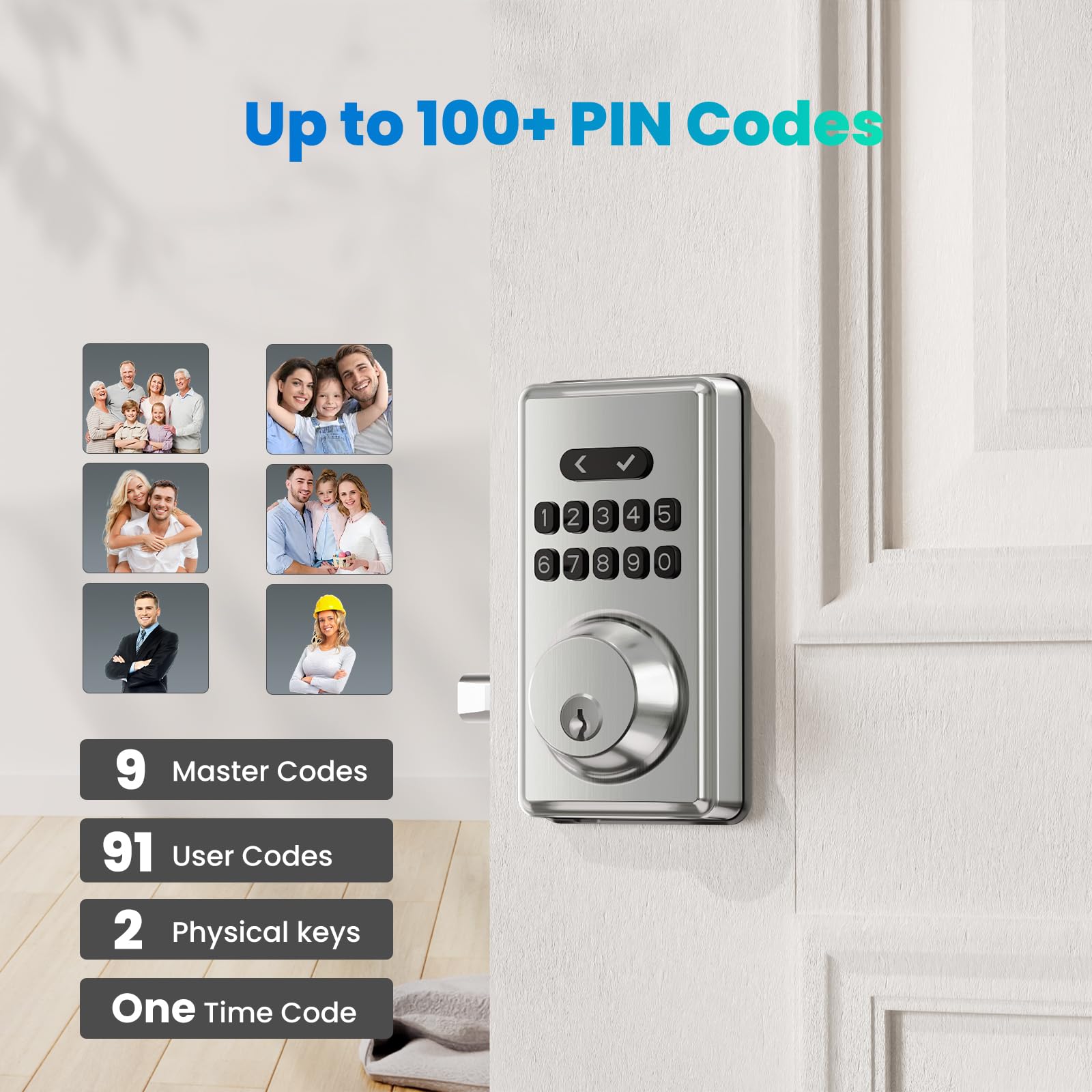 Mousetro Keyless Entry Door Lock, Electronic Keypad Deadbolt For Front Door, Smart Locks With 6 Digital Code, Auto Lock, Anti-Peeking Password, Easy Installation, Silver