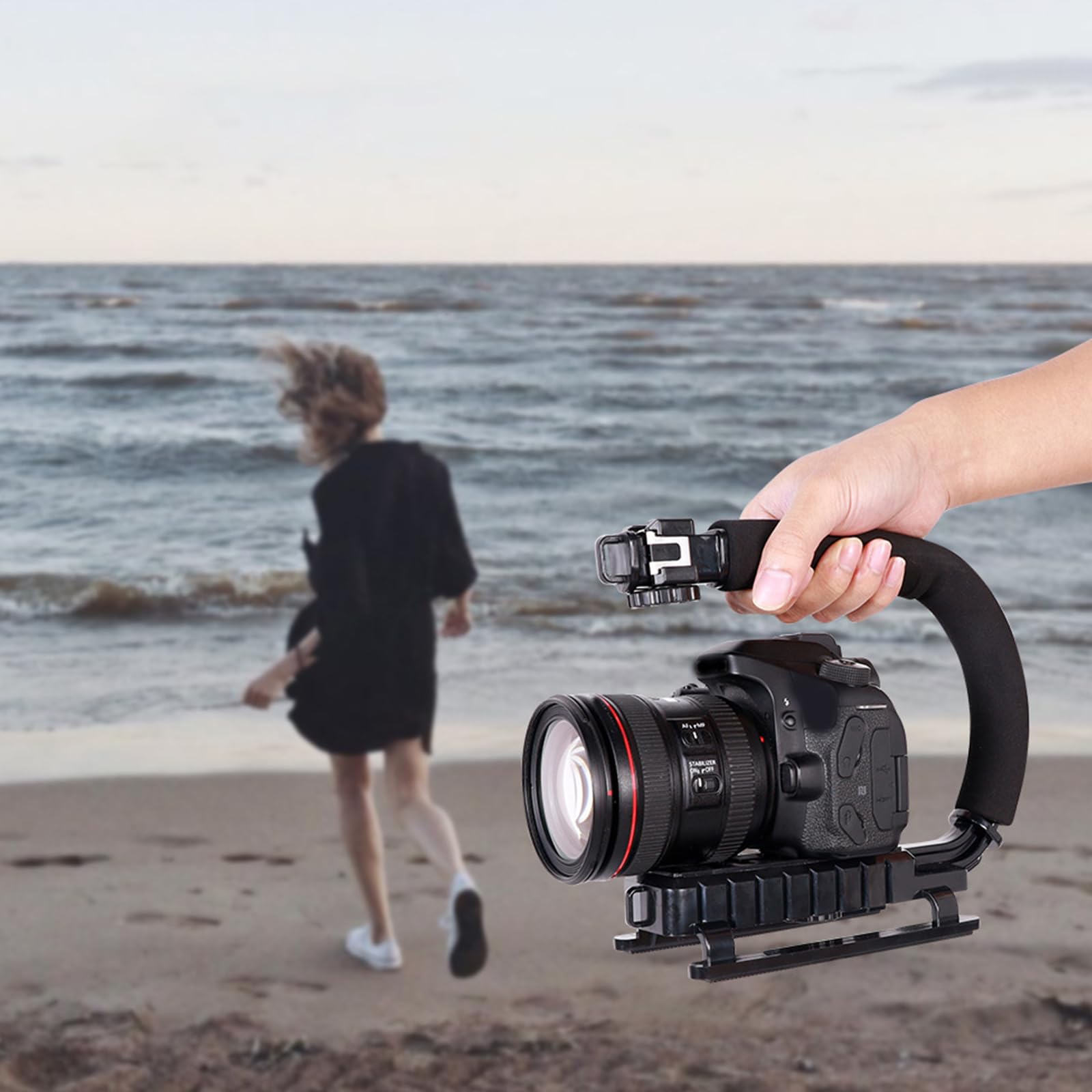 Rumds Camera Stabilizer Handheld U-Grip With Anti-Skid Design And Cold Shoe Mount Lightweight For Stable Video-Photo