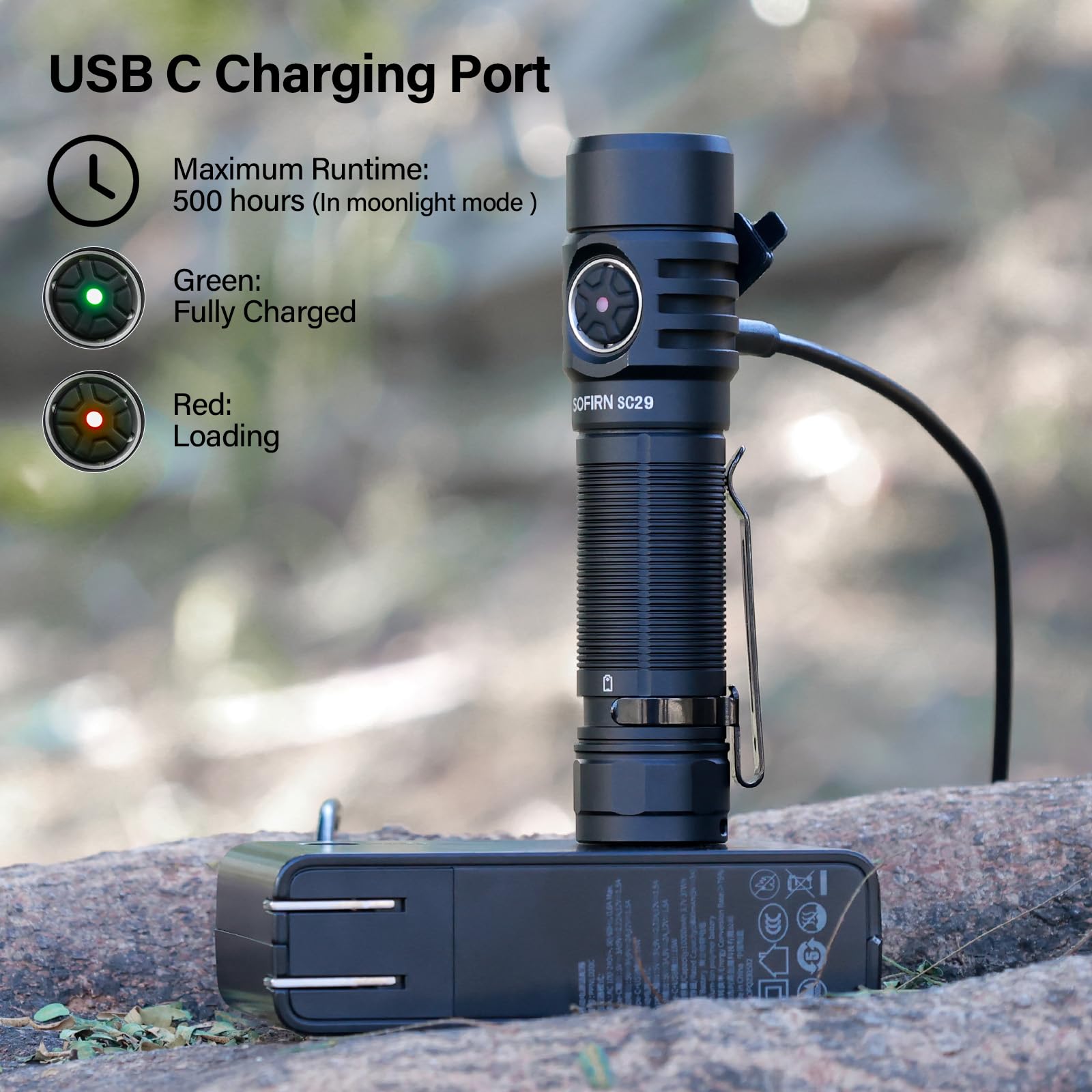 Sofirn Sc29 Led Flashlight Rechargeable 3000 Lumen, Small Powerful Flashlight With Usb C Handle Pocket Flashlight, Long Battery Life, Ip68 Waterproof For Emergencies, Dog Walking