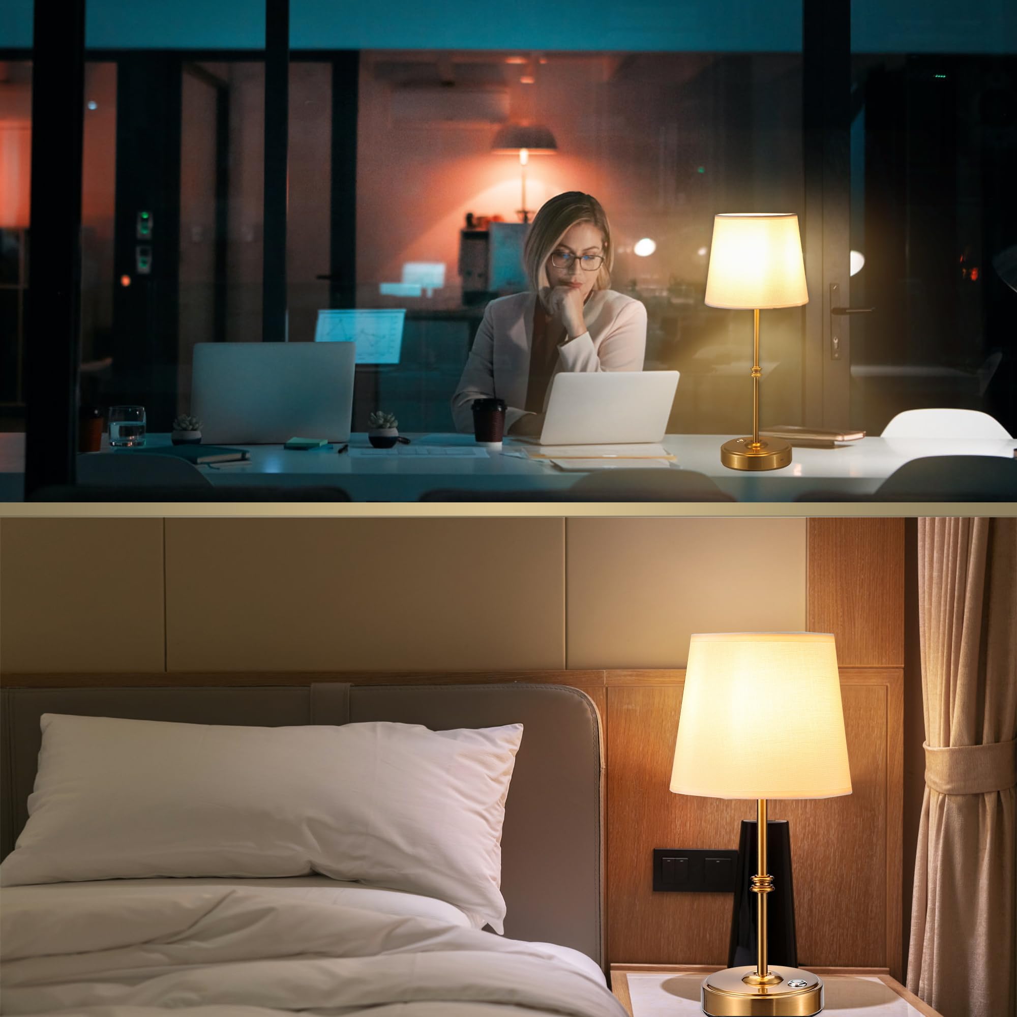 Anxingtools Rechargeable Led Cordless Table Lamp, 5200Mah Battery Operated, 3 Level Brightness, Portable Night Bedside Lamp, Ambient Desk Light For Home Decor, Patio, Restaurant, Dinning(Antique Brass)