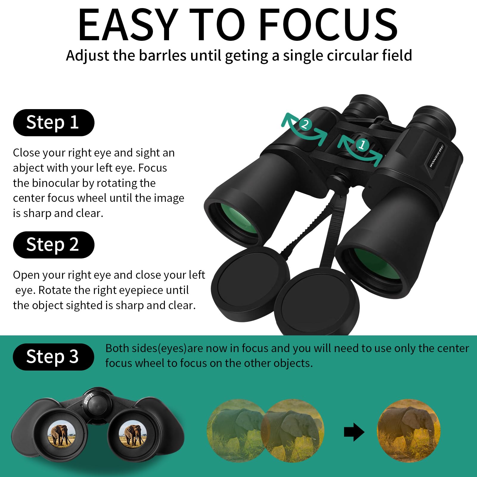 Wonerbe 20X50 Binoculars For Adults, Hd High Powered Professional Compact Binoculars For Bird Watching Travel Stargazing Concerts Outdoor Sports-Bak4 Prism Fmc Lens,Waterproof With Phone Adapter
