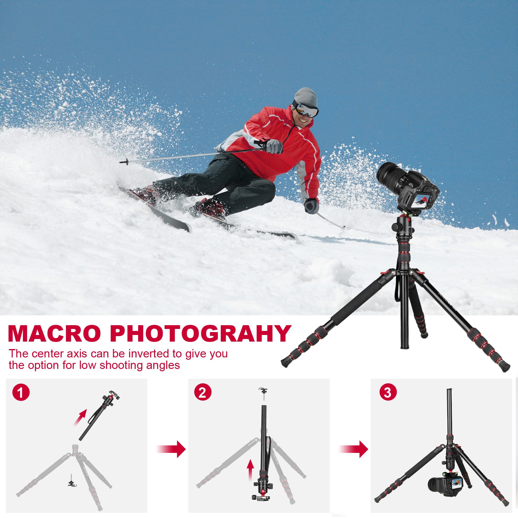 Victiv 80/85 Inches Heavy Duty Tripod For Camera And Phone, 85" Camera Monopod Tripod, Dslr Binoculars Spotting Scope Camcorders Video Tripod Stand, 360 Degree Ball Head, 35 Lbs Loads