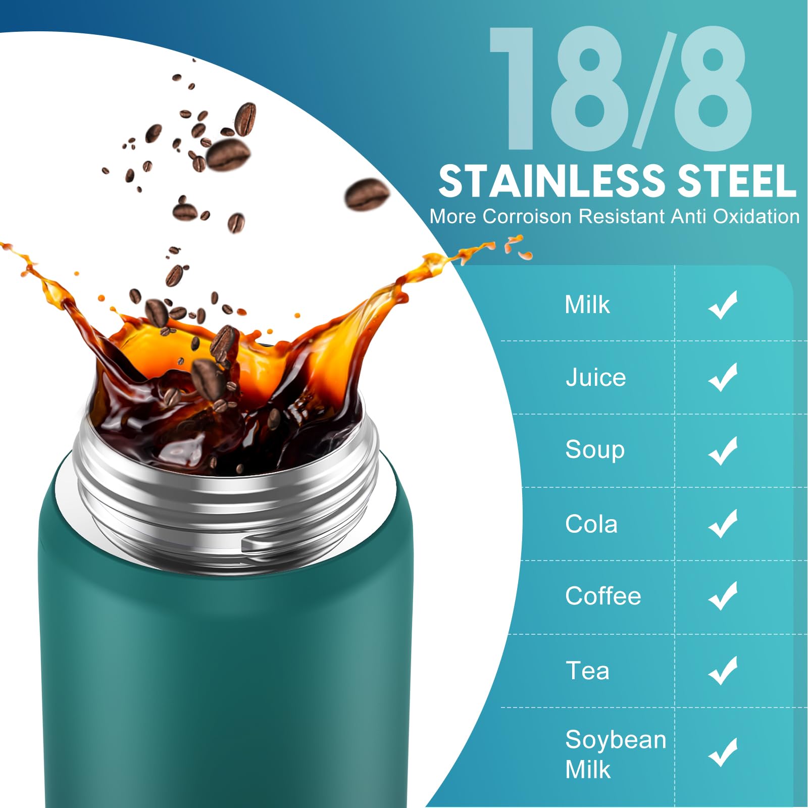 24Oz Leakproof Insulated Water Bottle With Straw, Double Wall, 18/8 Stainless Steel Drinking Bottle
