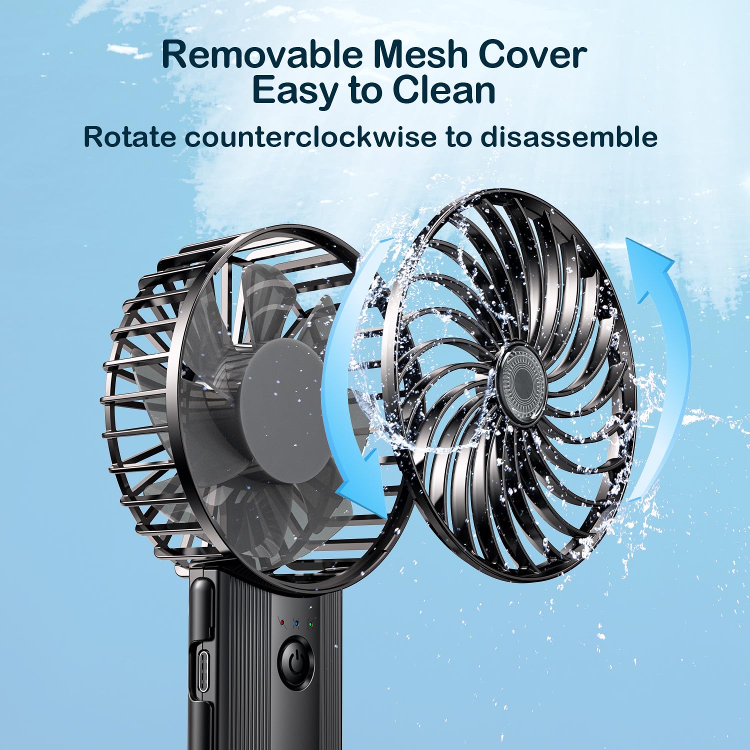 Portable Personal Handheld Rechargeable Fan: Mini Hand Held Fan 4 Speeds Cool Air Wind 6-15Hrs Work