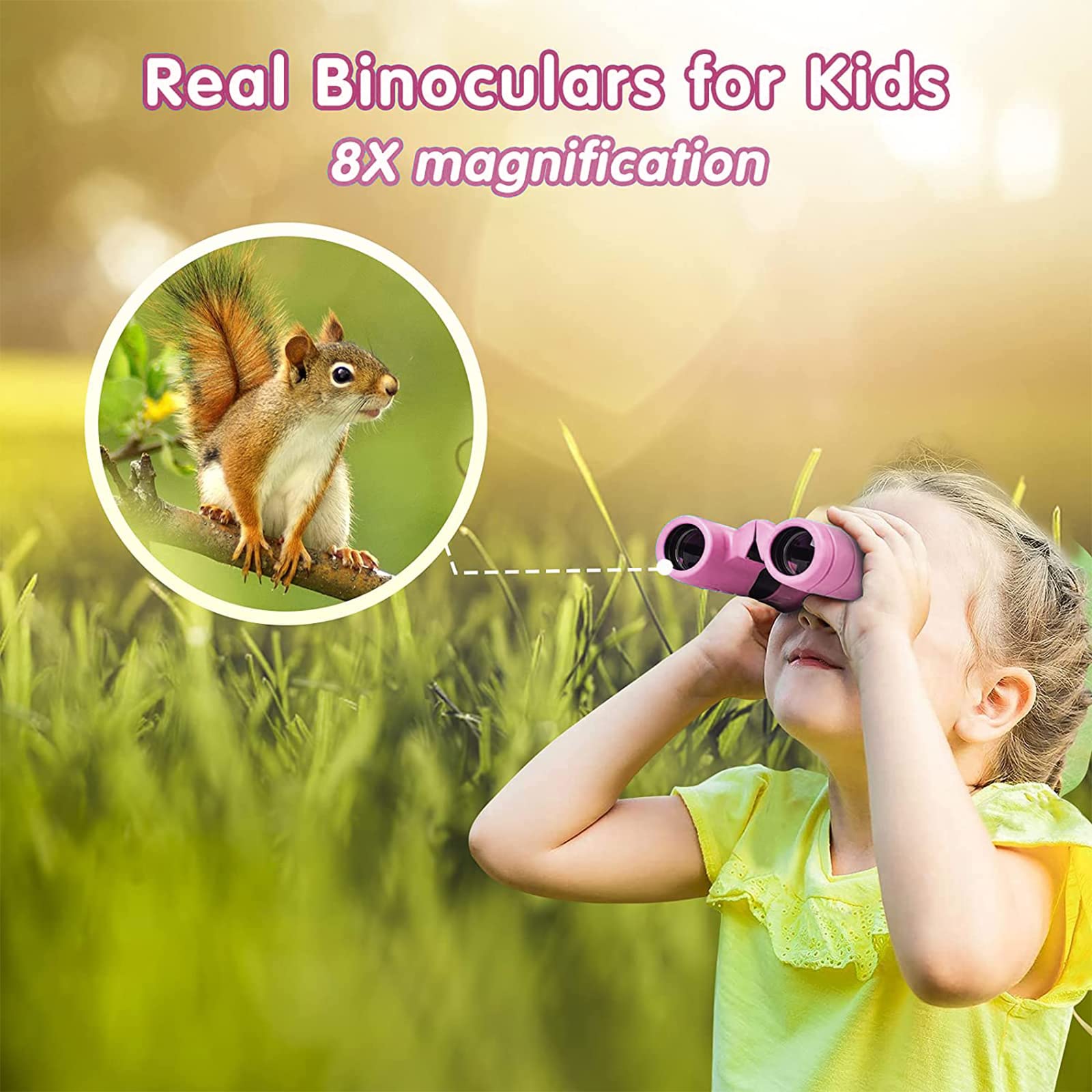 Tezilon Binoculars For Kids,Compact Kids Binoculars 8X21 High-Resolution For Bird Watching, Camping, Exploration, Hiking, Hunting, Sports Events And Safari Park  For 3-12 Year Boys Girls