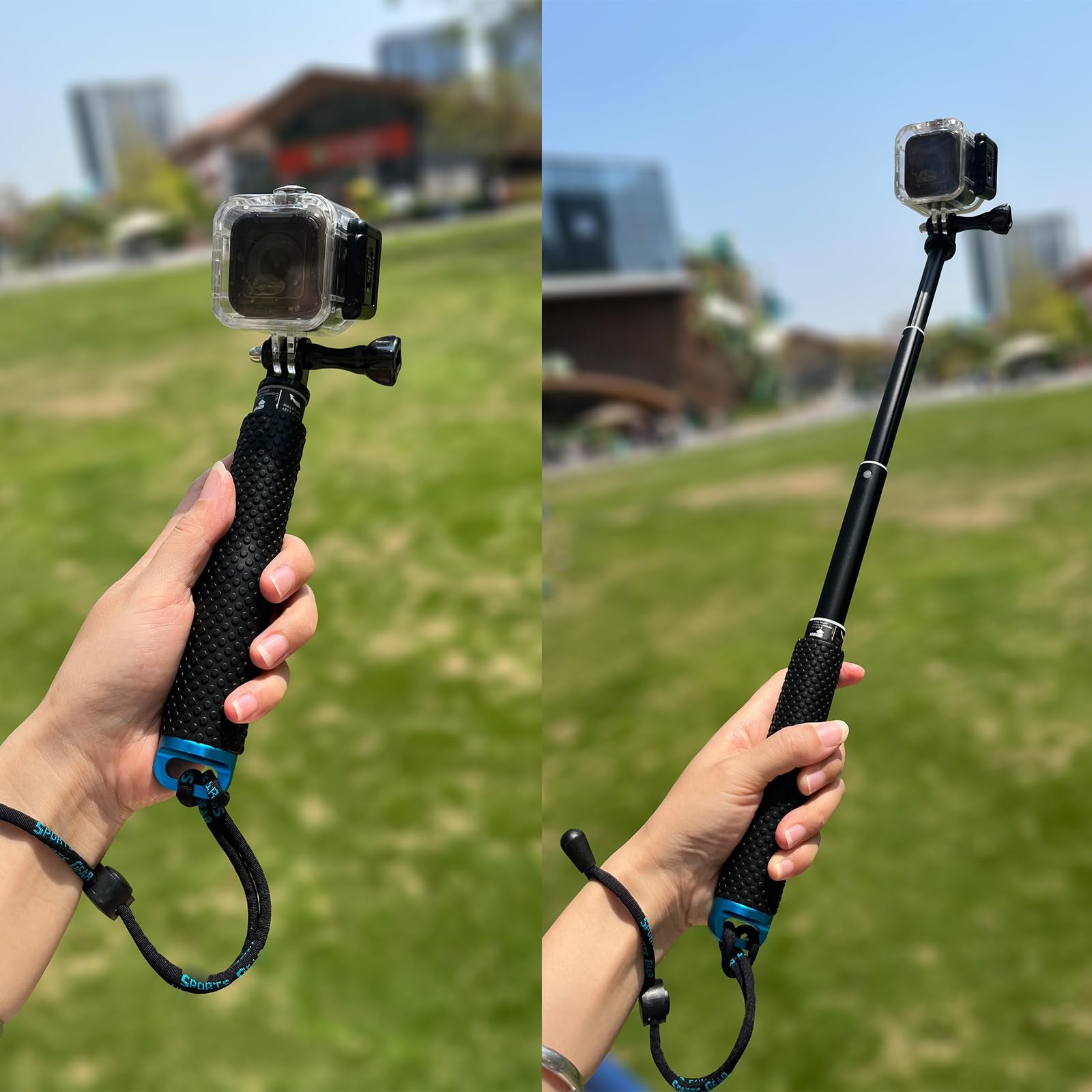 Trehapuva 19” Short Extension Selfie Stick Compact Handle Grip Adjustable Waterproof Monopod Pole Compatible With Gopro Hero 13 12 11 10 9 8 7 6 5 Akaso Dji Osmo Action Camera(Mini Size)