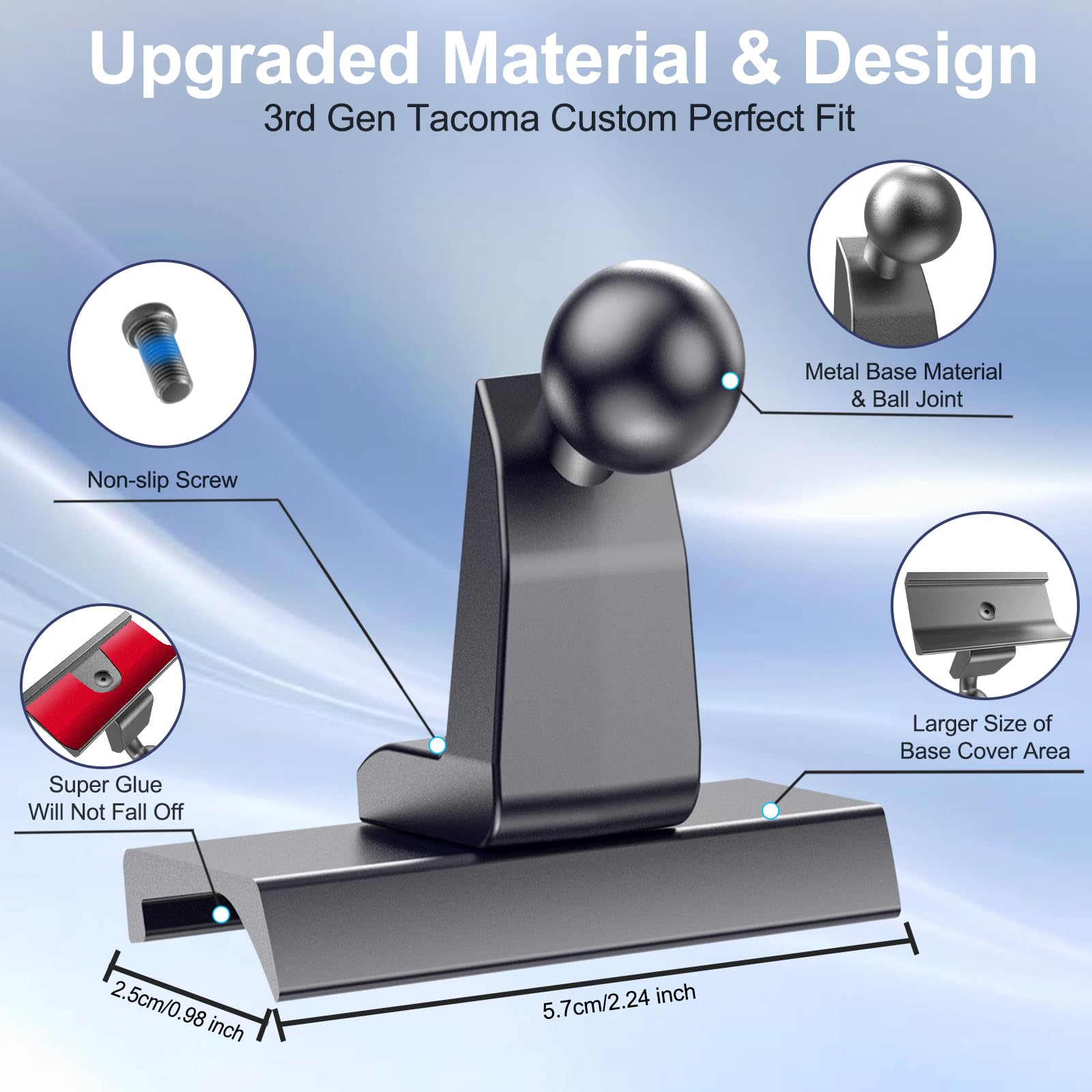 Kaishengyuan Magnetic Car Phone Holder For Toyota Tacoma 2016-, 3Rd Gen Tacoma Dashboard Clip Cell Phone Cradles Adjustable 20X Super Strong Magnet Phone Stand Phone Mount Fit For All Smartphone