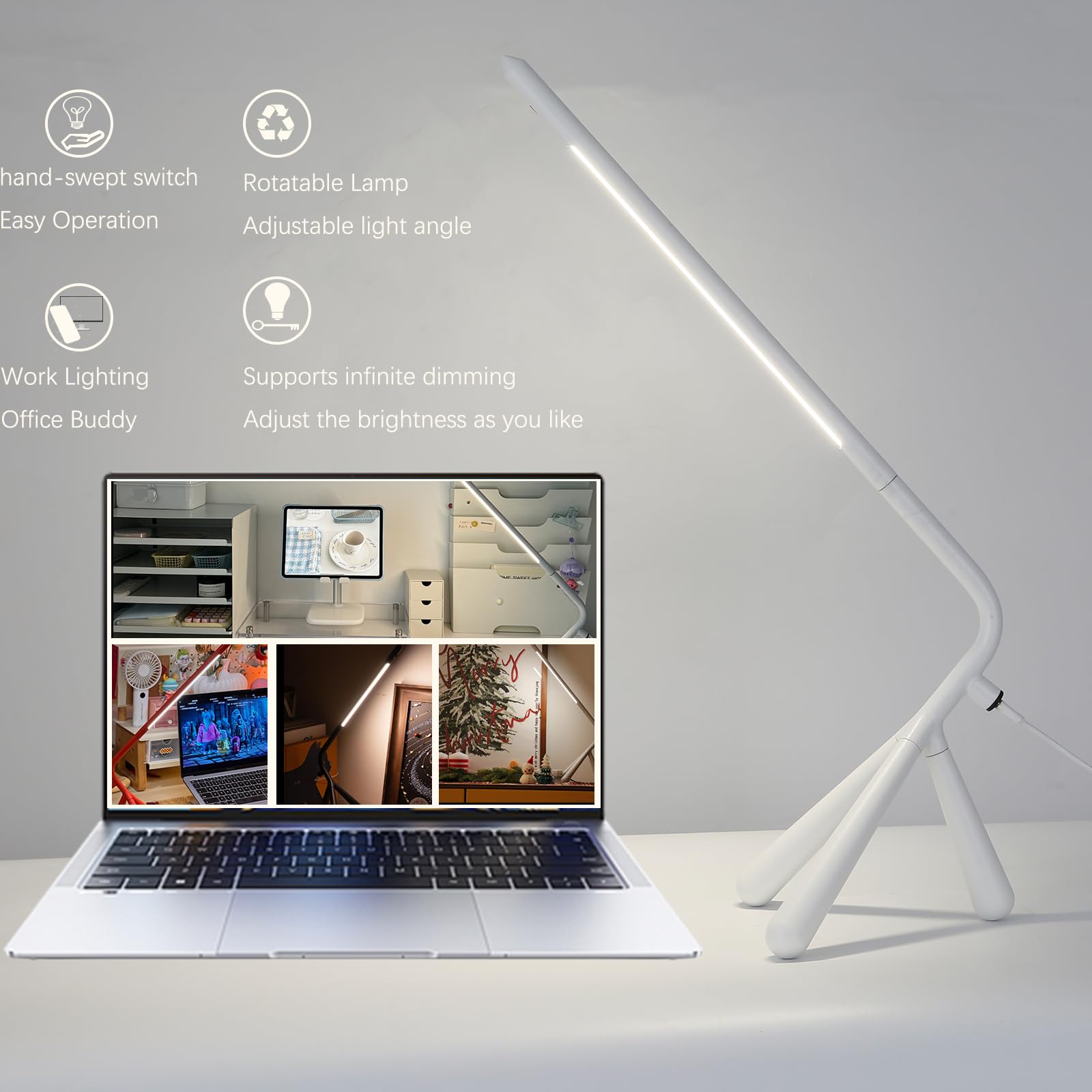 Jqgwkj Desk Lamp - 3-Mode Dimmable Desk Lamp With Usb Charging Port For Home Office And Reading (Table Lamp-White)