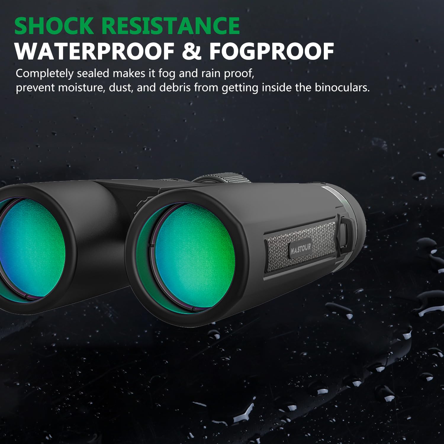 Mastour 12X42 Binoculars For Adults And Kids High Powered Large Eyepiece Compact For Bird Watching Waterproof Easy Focus Binoculars With Low Light Vision For Outdoor Hunting & Travel (Black)
