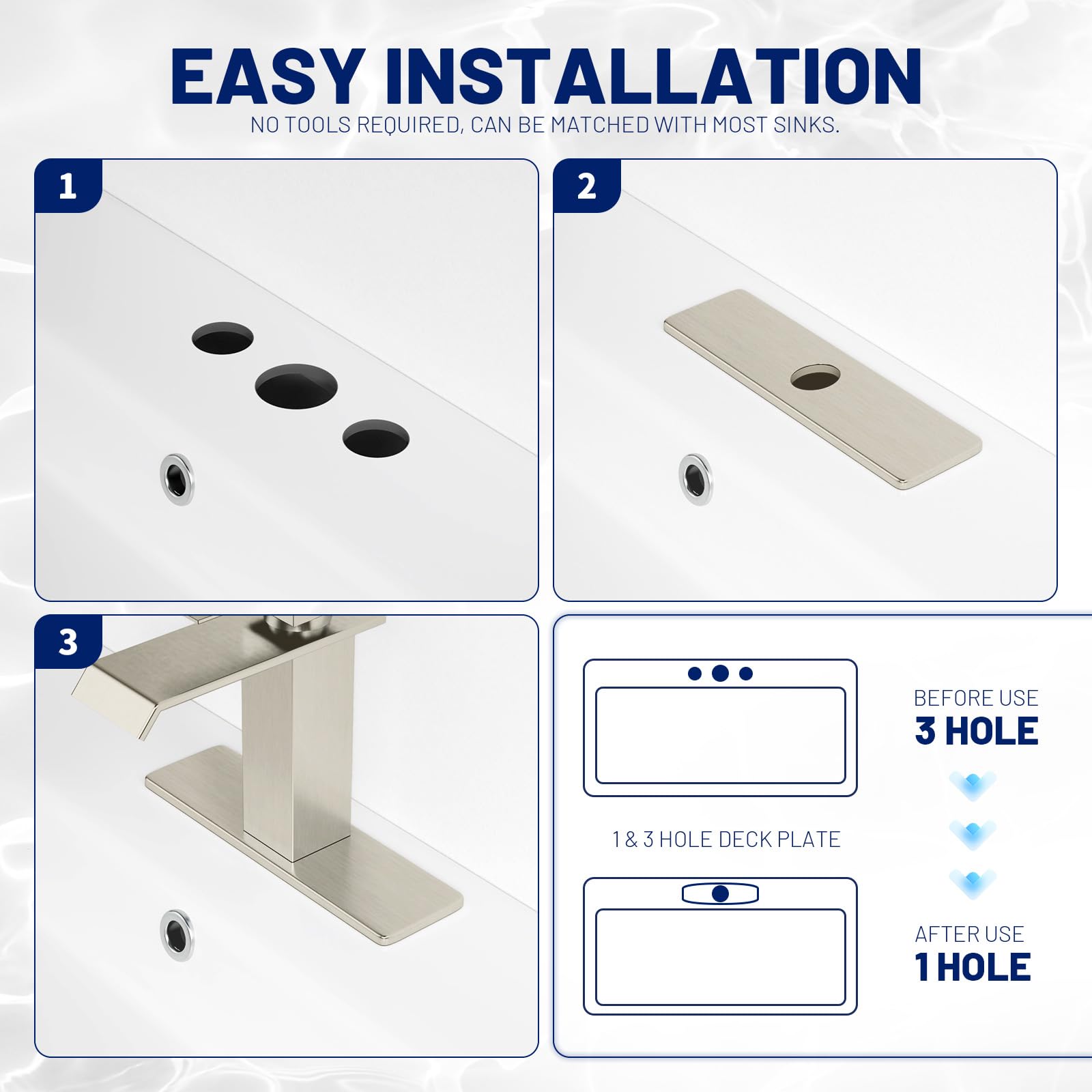 Bwe Square 10 Inch Kitchen Sink Faucet Hole Cover Deck Plate Escutcheon Brushed Nickel