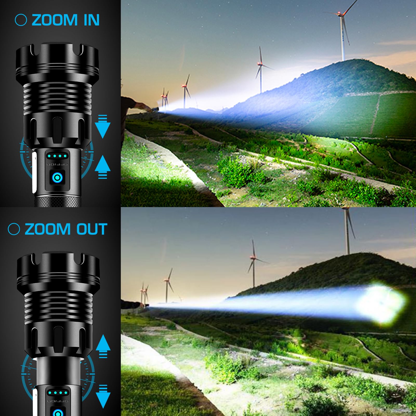 Ankra 990000 High Lumens Flashlights Rechargeable With Cob Work Light, Super Bright Led Flashlight, Waterproof & Zoomable Tactical Flashlight For Emergencies, Camping, Hiking,Outdoor,Indoor