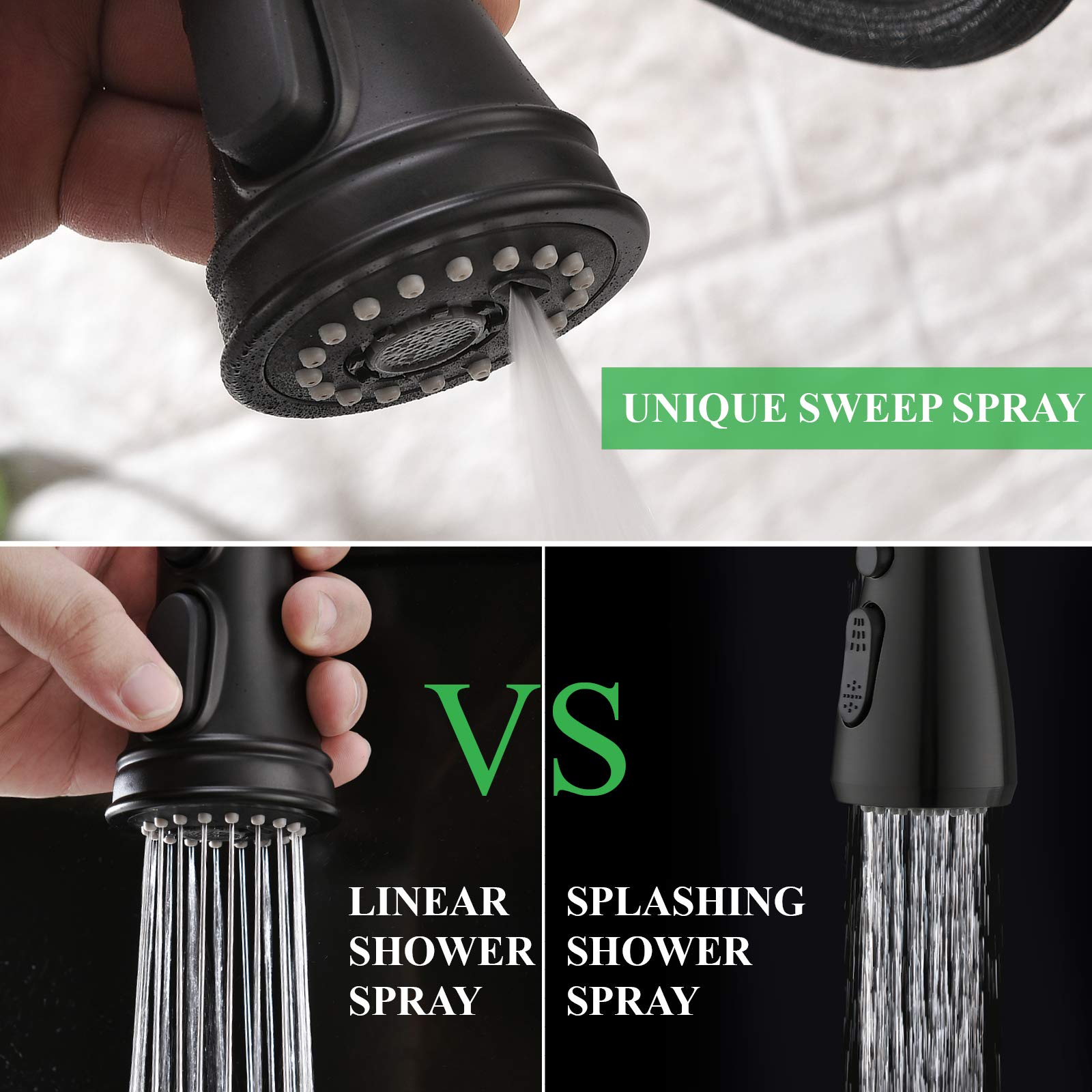 Paking Kitchen Faucet, Kitchen Sink Faucet, Sink Faucet, Matte Black Kitchen Faucet,Kitchen Faucets With Pull-Down Sprayer, Sweep Spray