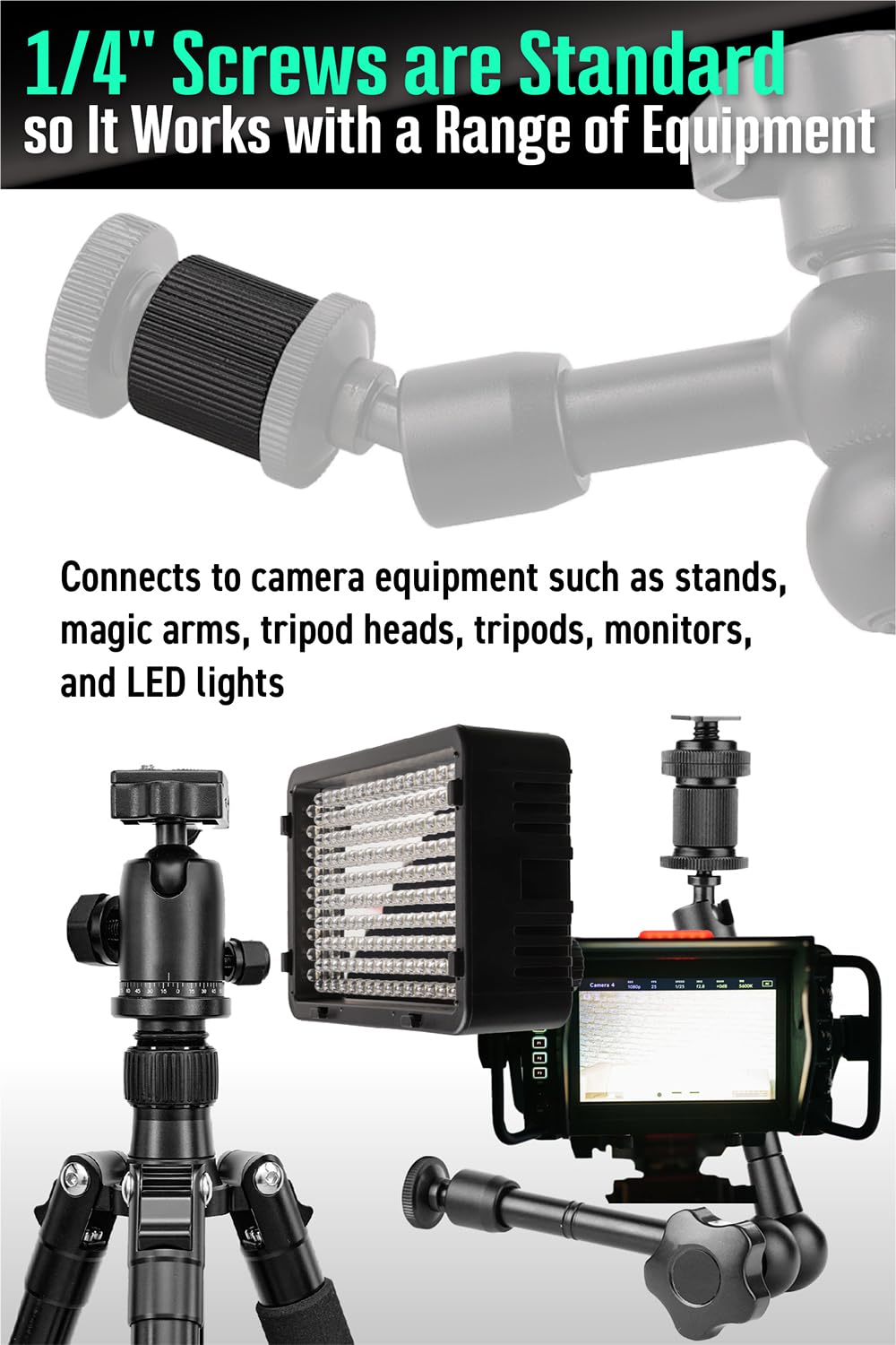 Etlife Tripod Screw Socket Adapter 1/4 Female To 1/4 Female, Thread Adapter 1/4"-20 Conversion Mount Nut For Camera Stands Magic Arms Gopro (2Pcs)