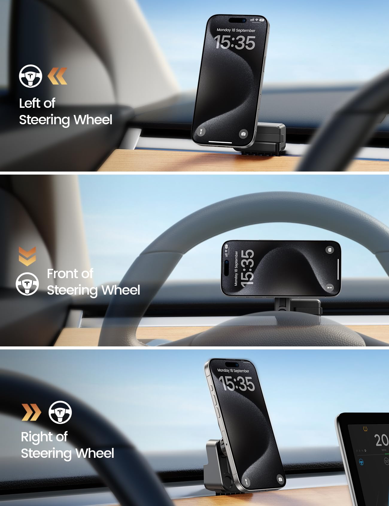 Lamicall For Tesla Phone Mount Holder [Strongest Magnet Power] For Tesla Model 3 Y Car Accessories Fits Iphone 16 15 14 Pro Max Plus [Only Fit For 2017- Model 3, 2020- Model Y]