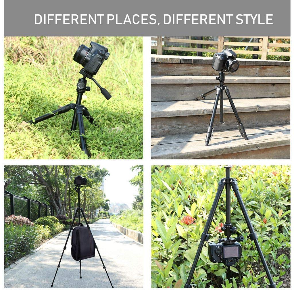Abithid Camera Tripod For Dslr,Phone Holder Tripod For Camera, Compact Light Video Vlog Blogging Stand With Quick Plate And 360°Pano Rama Ball Head For Travel
